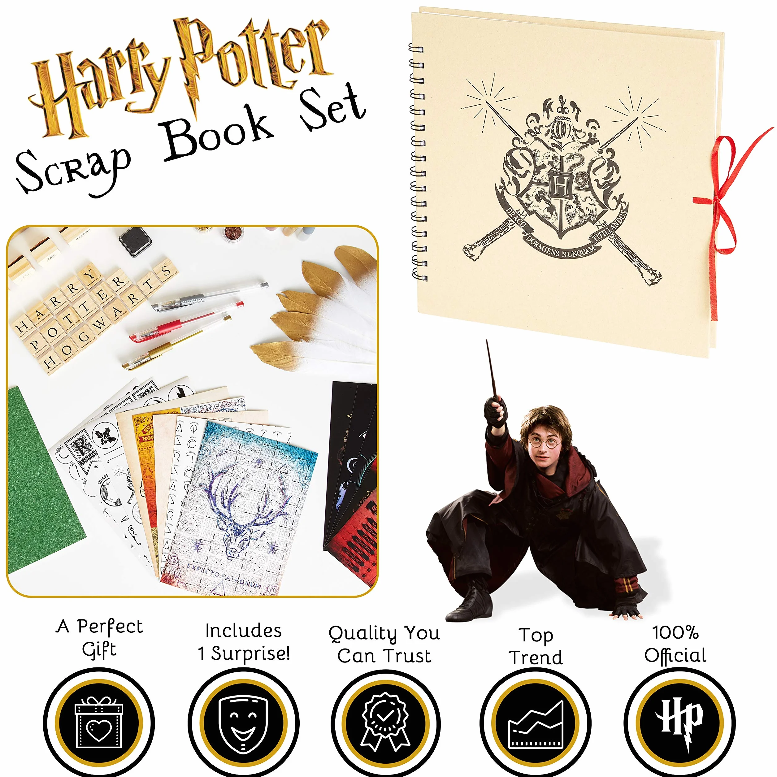Harry Potter Scrapbooking Kit Cancelleria Kawaii Scrapbooking Accessori Adesivi Timbri Taccuino Attivita Creative per Bambini (Bianco)