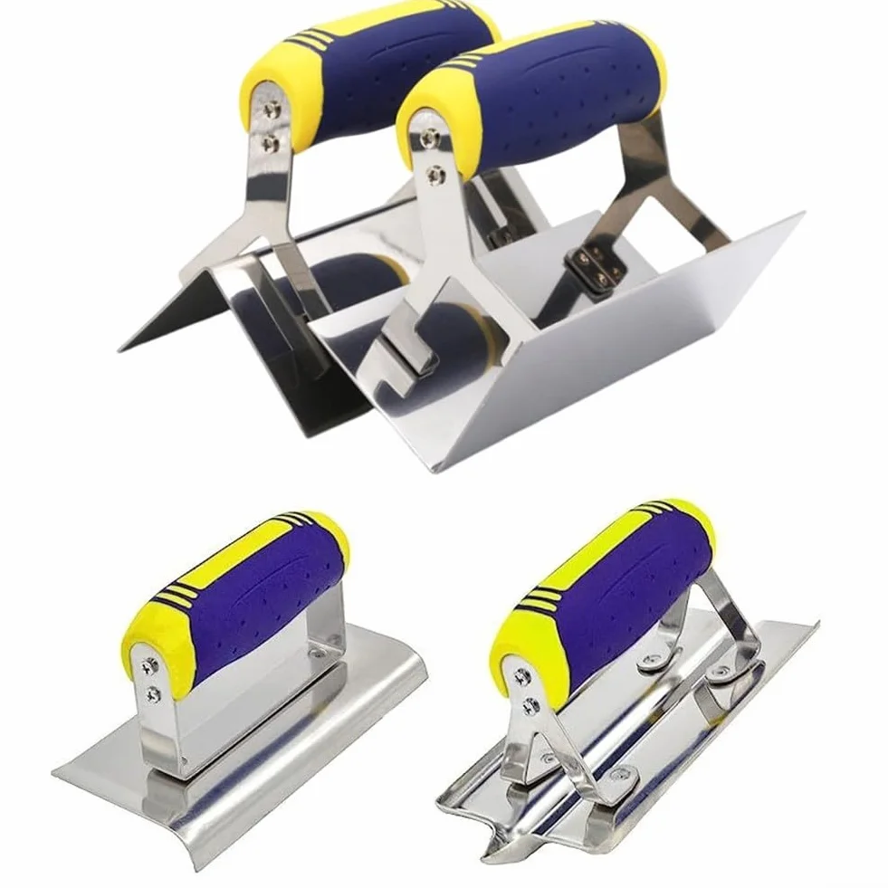 Cazzuole per bordi, efficienti in acciaio inossidabile per calcestruzzo scanalatore manuale per calcestruzzo set con manico ergonomico (b)