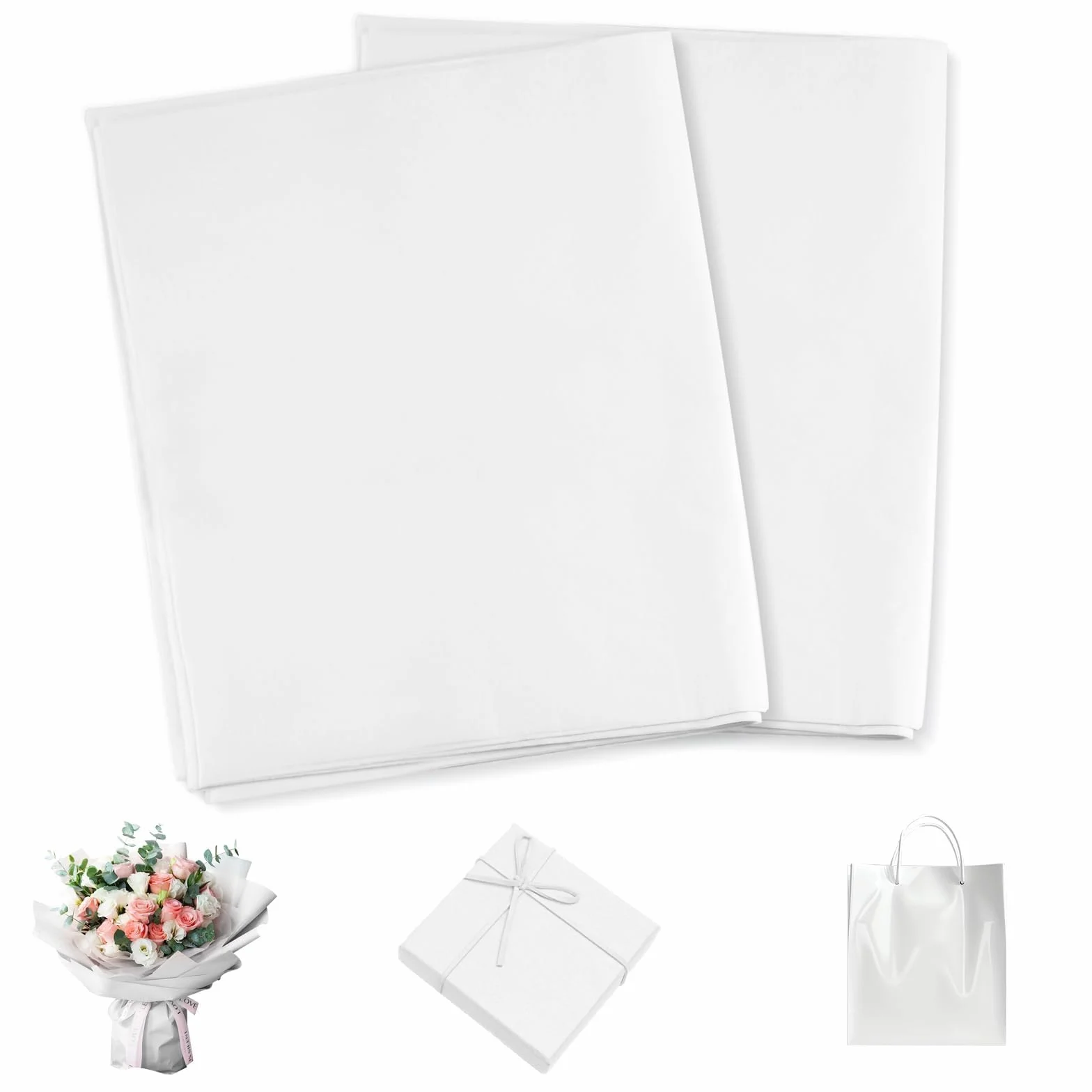 120 Fogli Carta Velina per Imballaggio, Velina Bianca, 50x35 cm da Imballaggio, Carta da Confezioni Regalo per Matrimonio, Compleanno, Decorazione Fai Da Te Artigianato