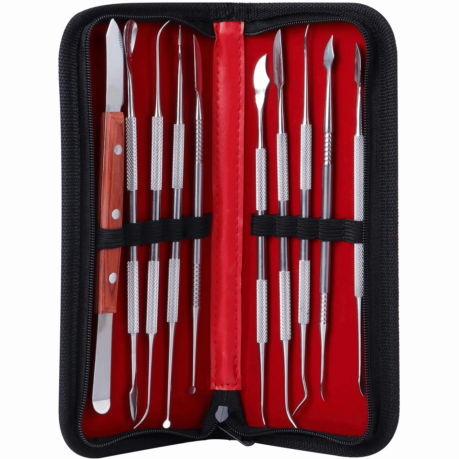 Coolty 10pcs Strumenti per intagliare la Cera, in Acciaio Inox, a Doppia estremità, per scolpire l'argilla, intagliare la Cera Il per Il Trasporto per scolpire i Dettagli, intagliare la Ceramica