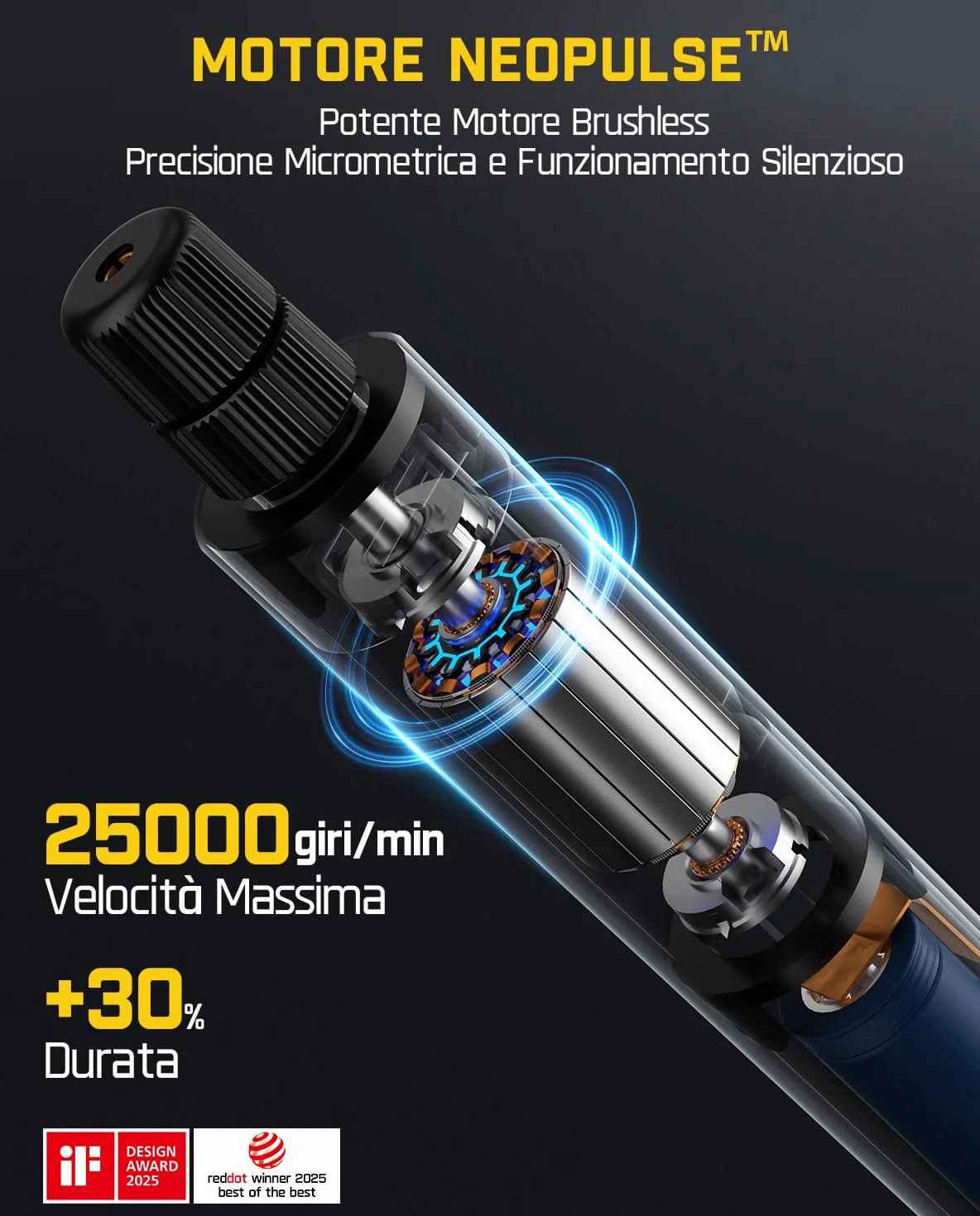 Fanttik F2 Master Mini Trapano Elettrico, Motore NeoPulse 25000 Giri/Min, 5 Velocità, 35 Accessori, Penna per Incisione
