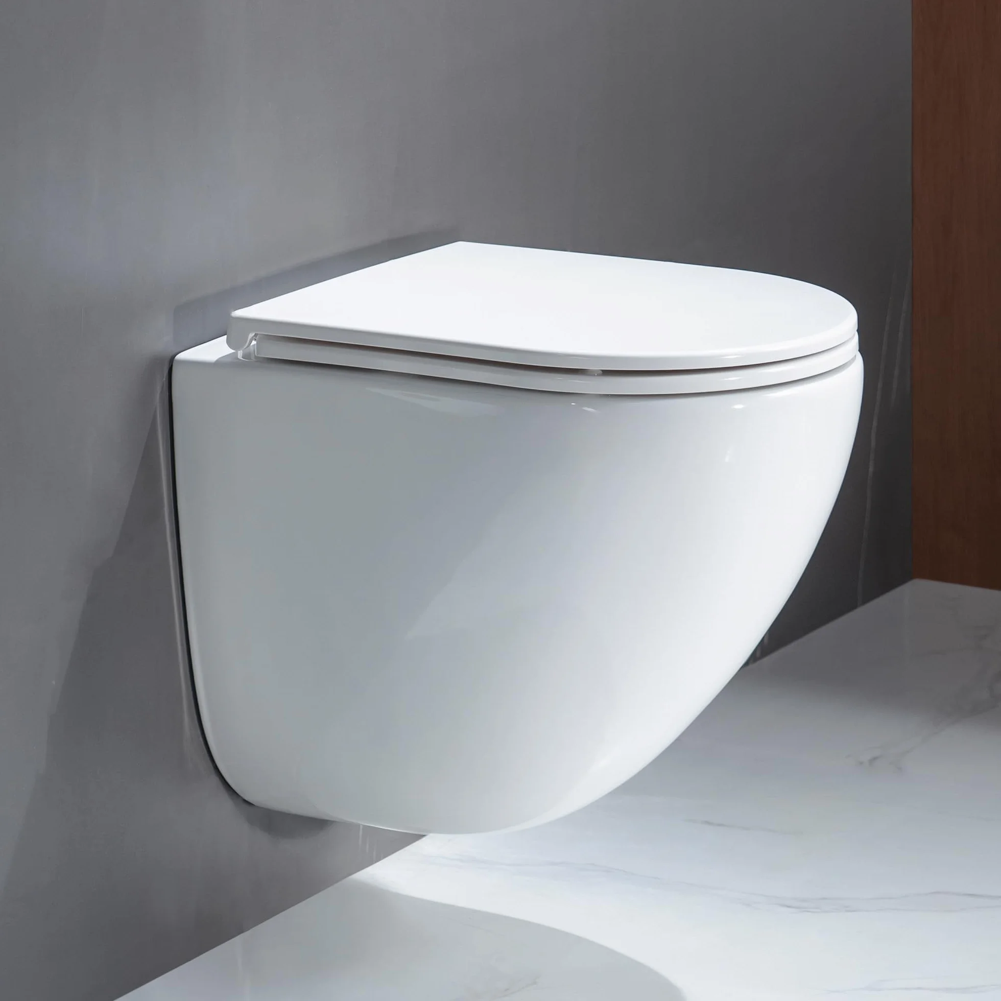 Casta Diva WC a Parete Senza Bordo di Risciacquo, WC Sospeso 360° Superspin, Sedile UF, Chiusura Completa, Sedile Soft-Close Silenzioso, 48,5 cm