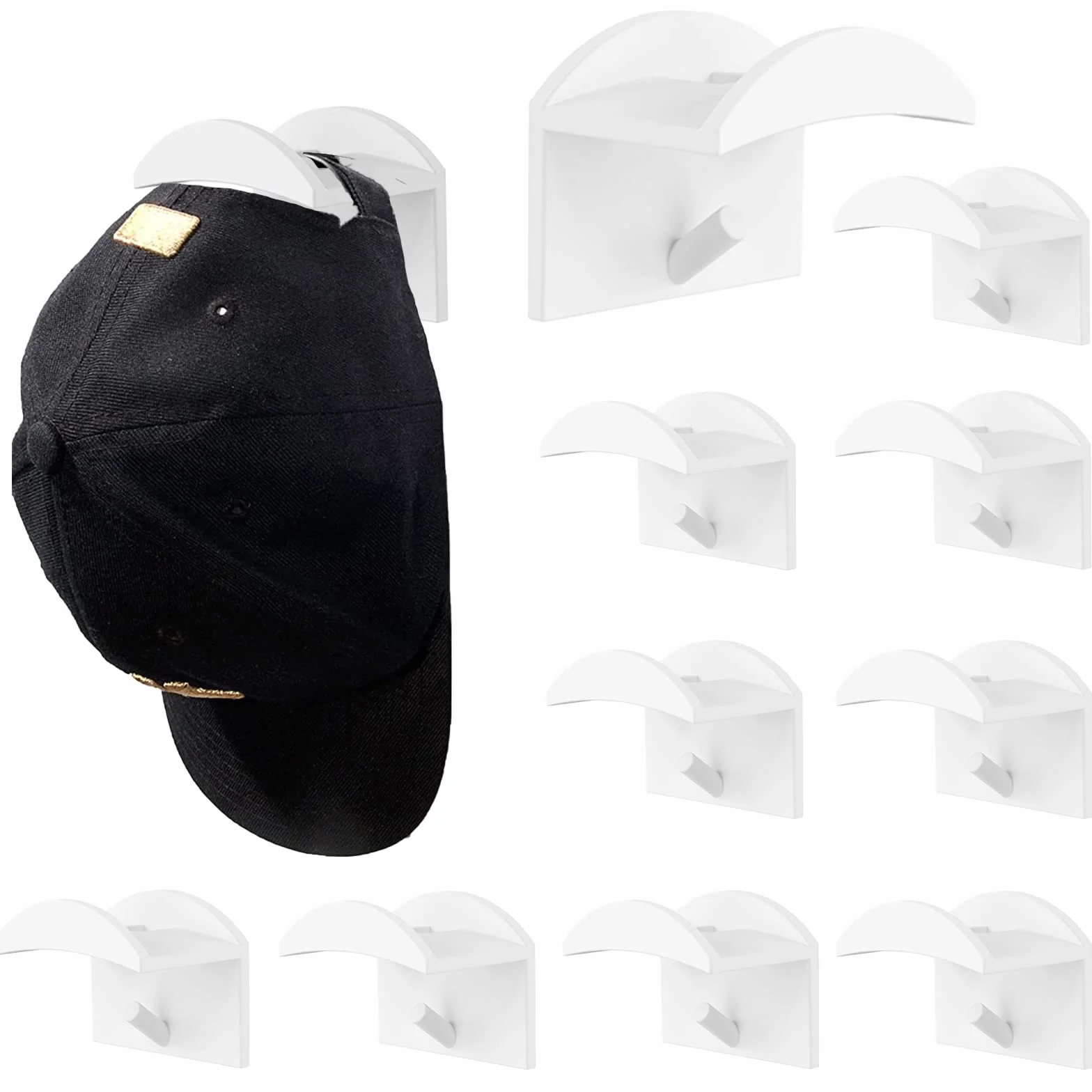 A&H Zier Scaffale per Cappelli da Baseball Ganci per Cappello Portacollane da Muro Appendiabiti per Cappello Display Organizzatore per Sciarpa Cintura Fasce per Capelli Cuffie Self