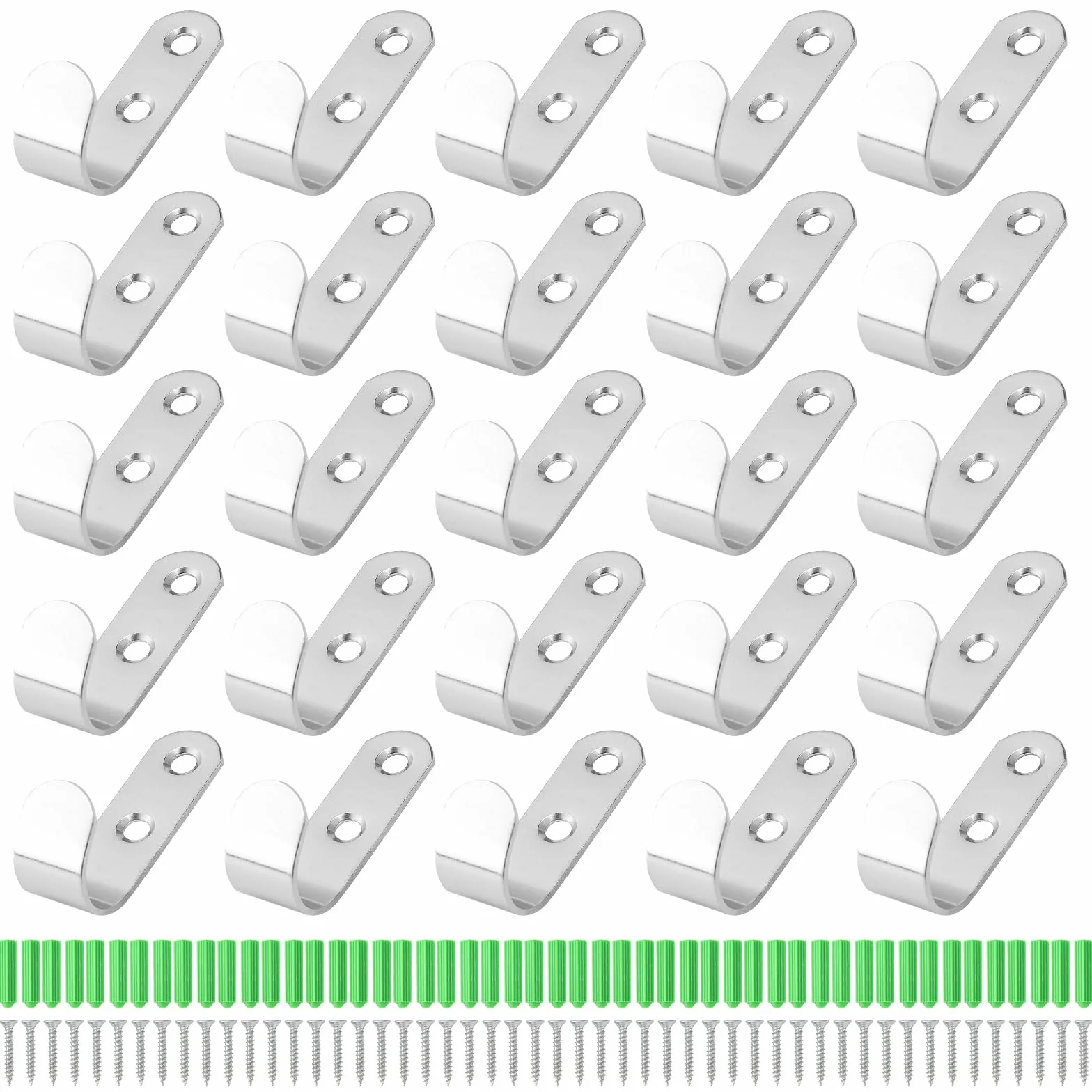 Set di ganci multifunzionali da 25 pezzi in acciaio inox, Gancis per Accappatoio, Appendiabiti A Parete, gancis da parete per avvitare, ganci di fissaggio per teloni, piccoli gancis