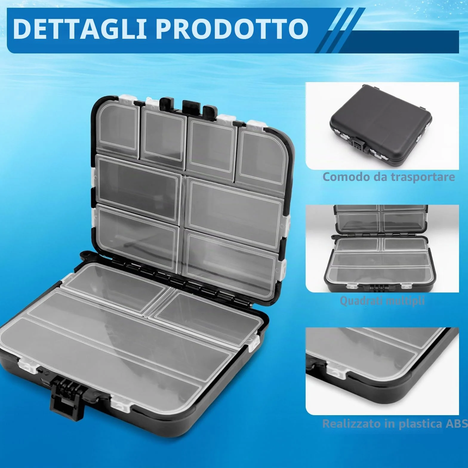 KOUHA 3 Pezzi Scatola di Immagazzinaggio di Plastica Fishing Tackle Box Cassetta da Pesca Scatola da Pesca Impermeabile A Doppia Faccia per Esche e Attrezzature