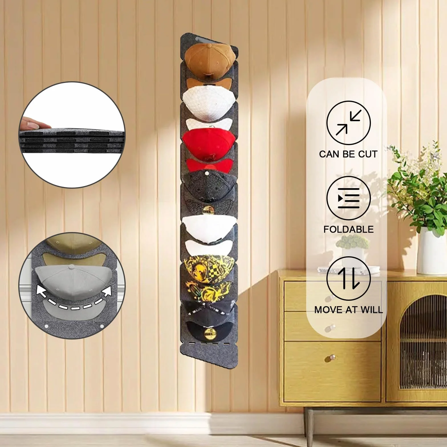 Cappellino organizer porta con 7 tasche pieghevole monopetto per cappelli da baseball da uomo e donna