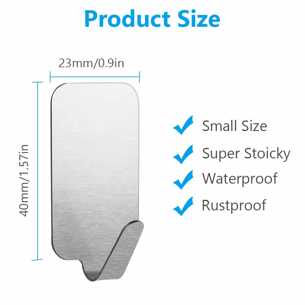 Flintronic Ganci Autoadesivi in Acciaio Inossidabile 14 PCS per Impieghi Pesanti, Impermeabili Senza Chiodi