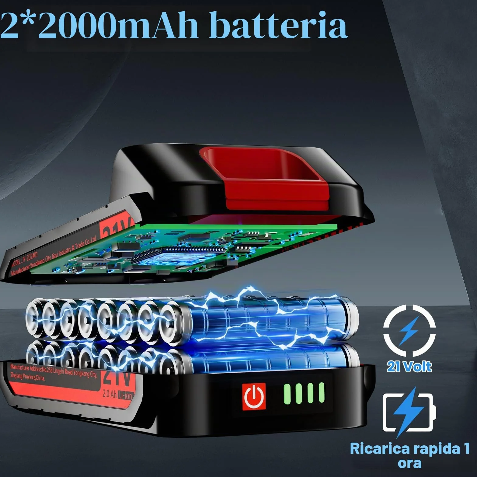 ENRIPRT Trapano Avvitatore Batteria 21V, 45Nm Max Avvitatore Batteria con 2 Batterie 2.0Ah, 25+3 Impostazione Coppia,2 Velocità,LED Luce, Avvitatore Elettrico per Riparazione, Fai da te