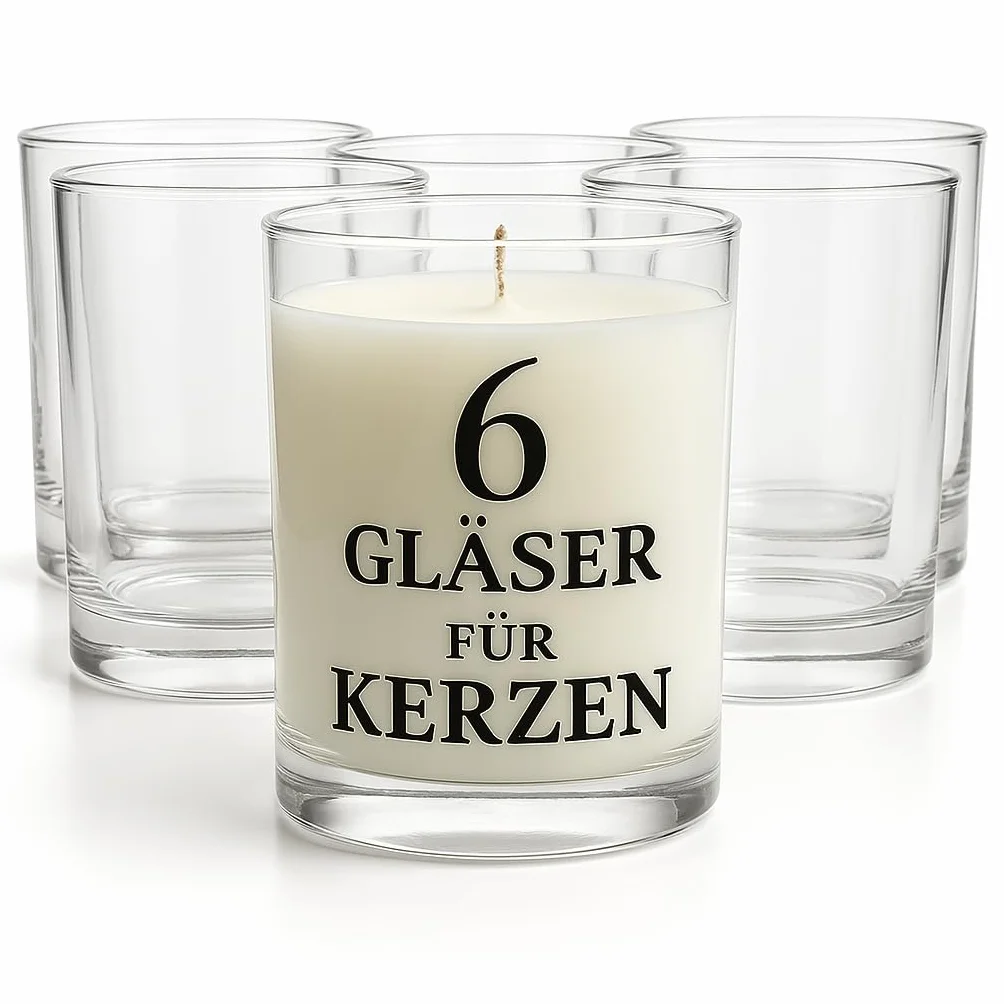 Glasmark KROSNO 1992 Barattoli in Vetro Transparente 6 Pezzi per Fabbricazione Candele Fai Da Te 275 ml