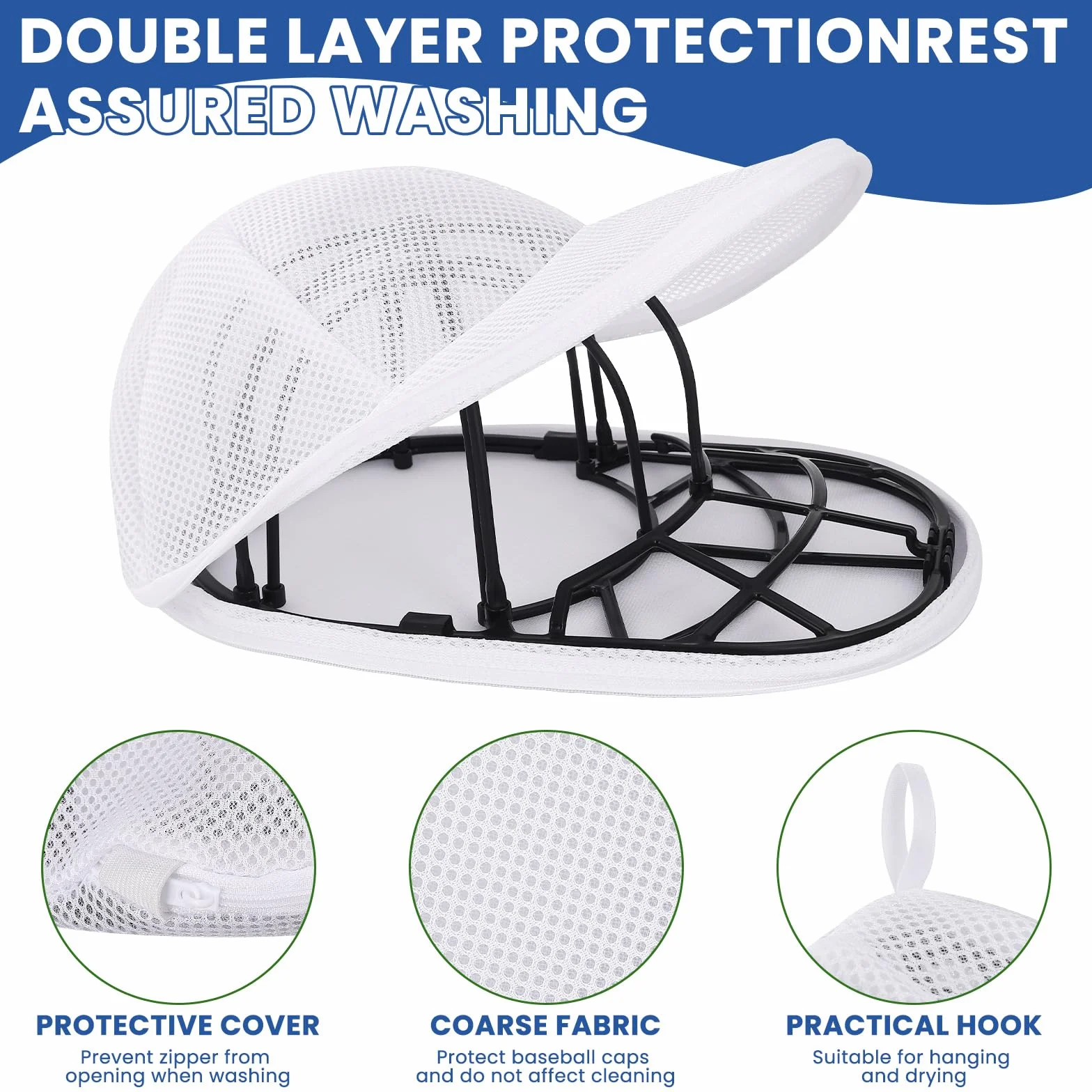 Rondella per Cappelli da Baseball, Gabbia per Lavatrice per Cappellini da Baseball, Supporto Protettore e Modellatore per Cappelli da Baseball con Telaio per Il Lavaggio