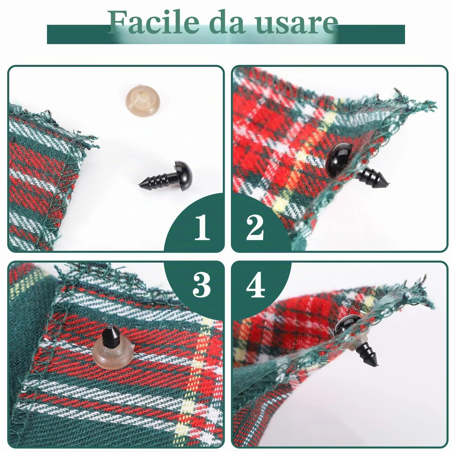 PAEFIU 100 Pezzi Occhi Amigurumi, 6/8/9/10/12mm Occhi di Sicurezza per Amigurumi con Rondelle, Occhi per Pupazzi per Peluche Bambola Fai da Te-con Scatola