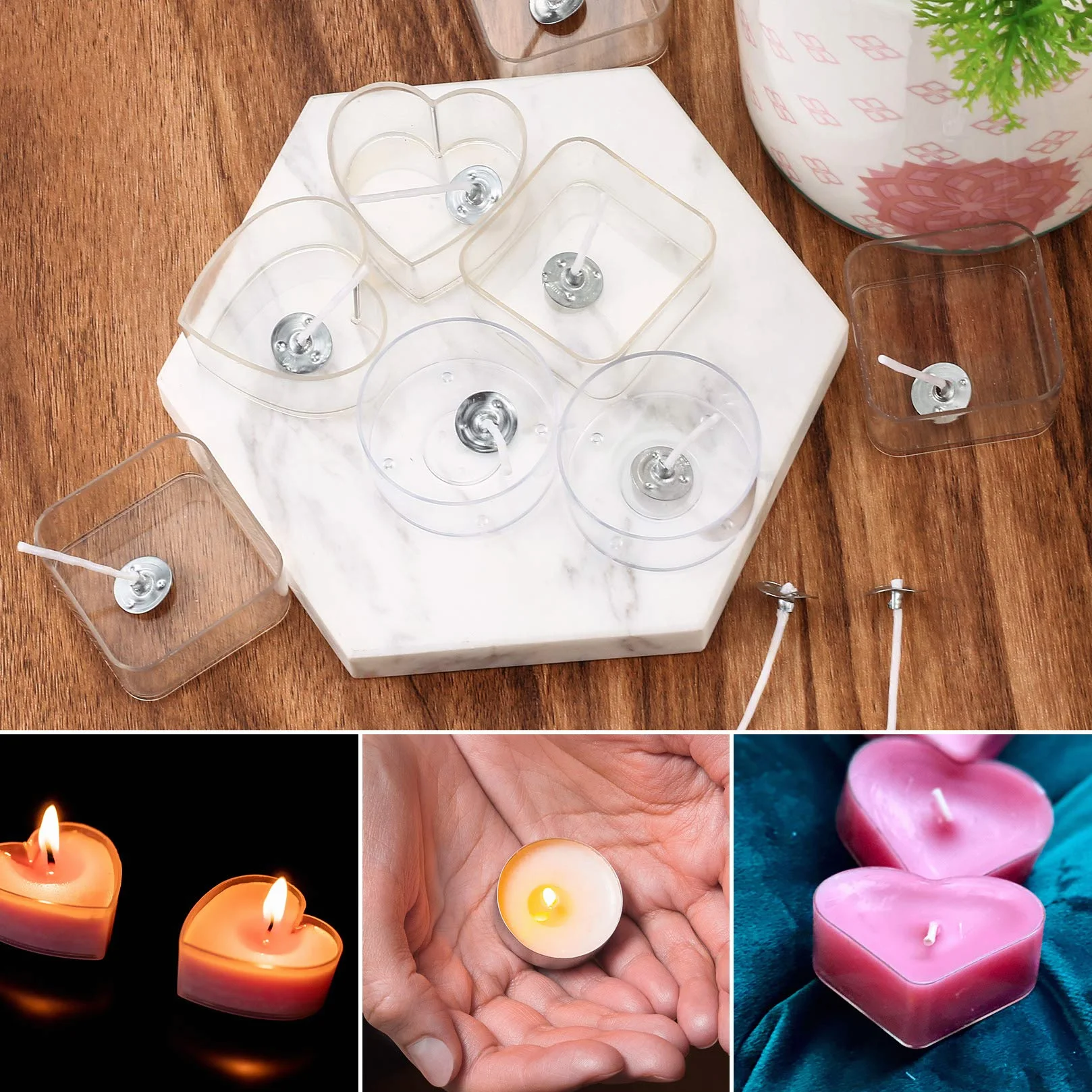 30 Pezzi Portacandele in Trasparente e 100 Pezzi Stoppini per Candela, Plastica Tealight Tazze Titolari, Porta Candele Lattine Scatole Vasetti per Fai da Te Candele