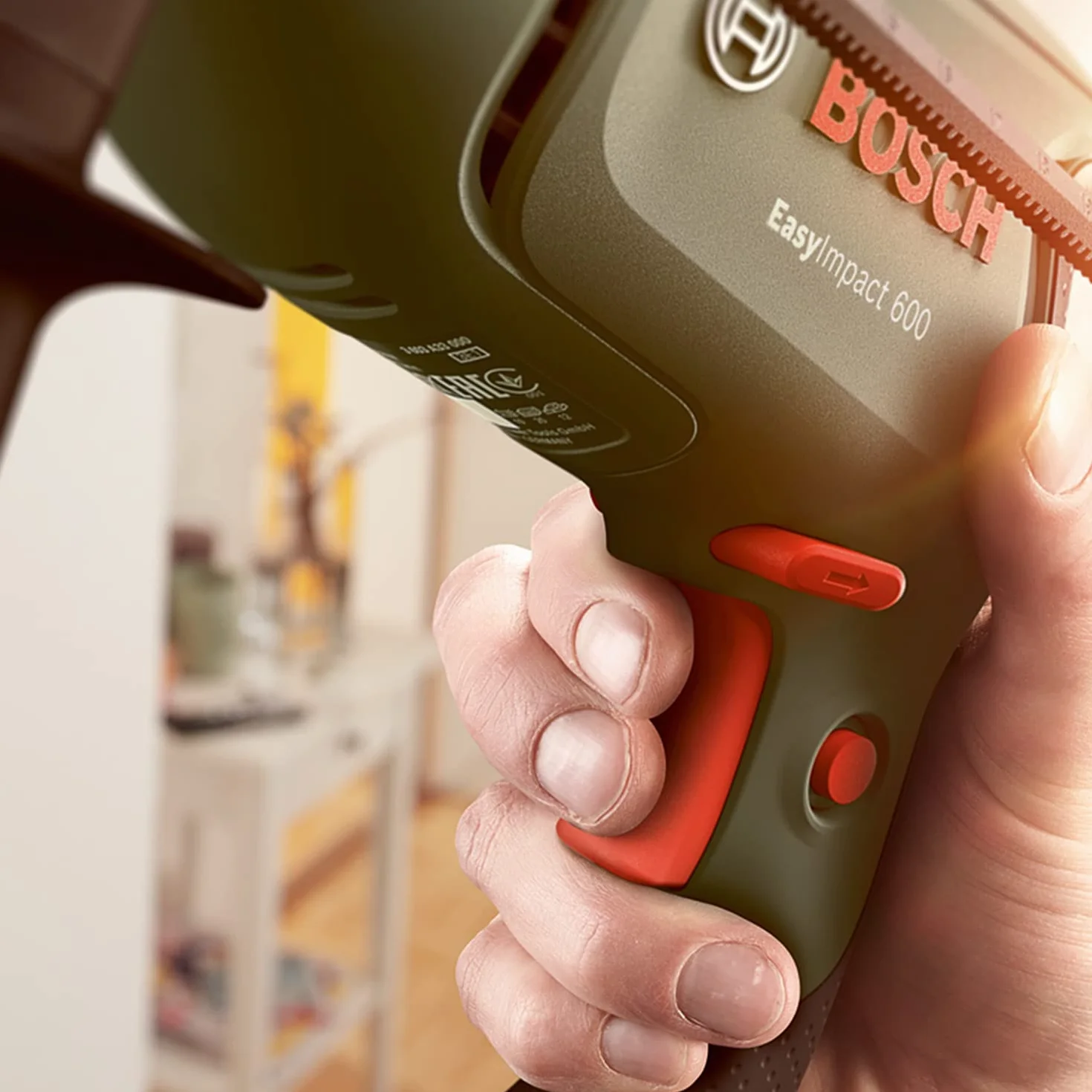 Bosch Home and Garden Bosch Trapano Elettrico a Percussione EasyImpact 600 (600 W, in Valigetta), Verde, 1/2 pollice