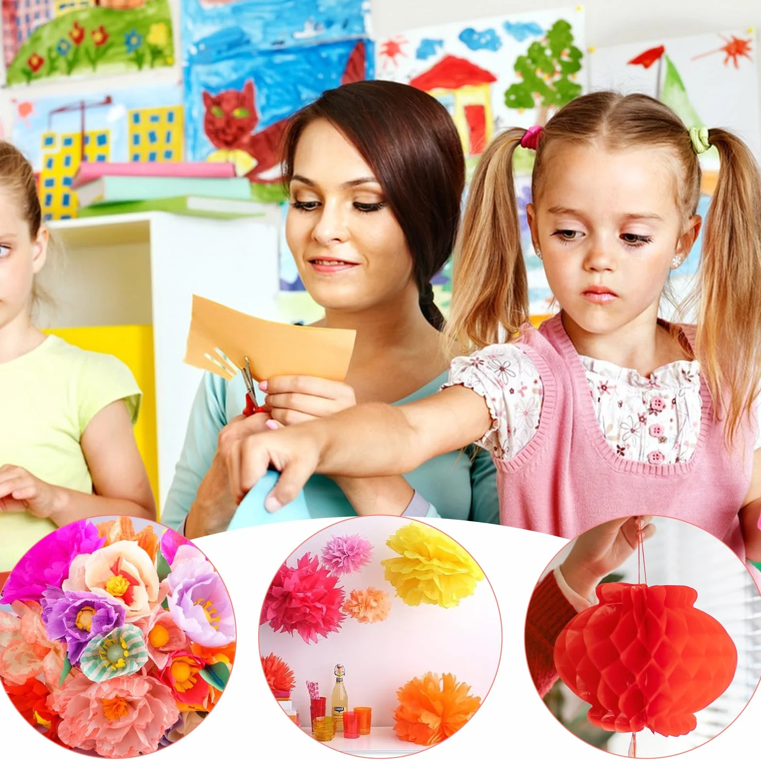 100 Fogli di Carta Velina Colorata, 5 Colori - Per Imballaggio e Confezioni Regalo per Floreale, Festa di Compleanno, Festival (50 x 70cm)