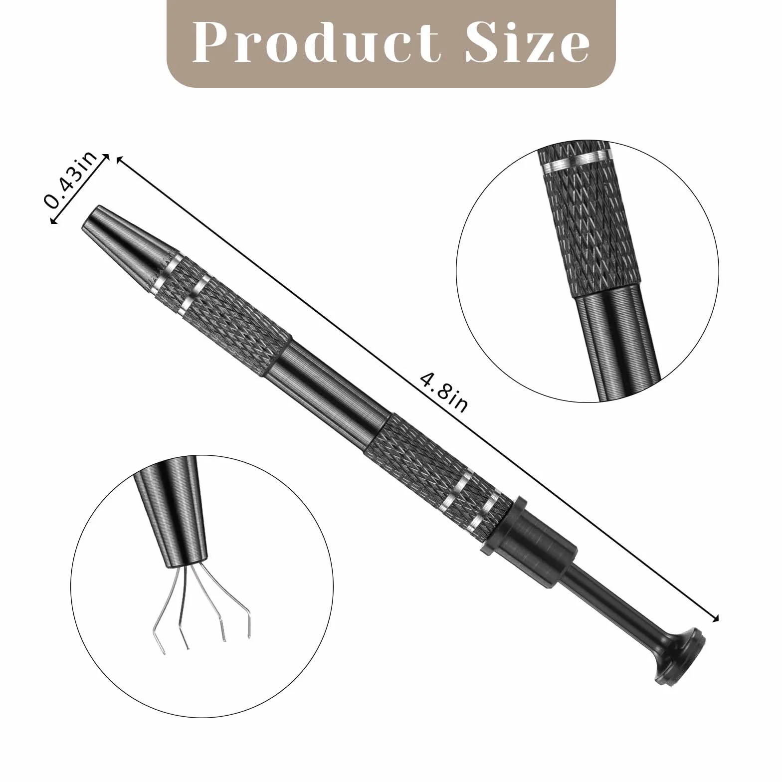 4 rebbi BGA Chip Pick Piercing Ball Grabber Tool, 4-claw Acciaio Inox Gioielliere, Pick Up Strumento per Piccole Parti, IC Chip Componenti Elettronici, Nero