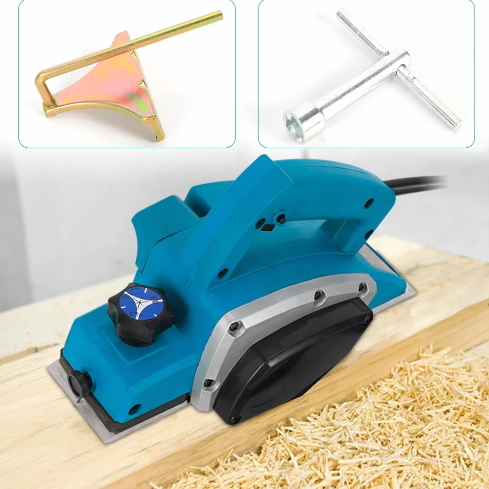 Pialla professionale elettrica | 800 W | Larghezza piallatura 82 mm | Profondità max 2 mm | Vassoio svasato piatto | Potente per legno | Pannelli