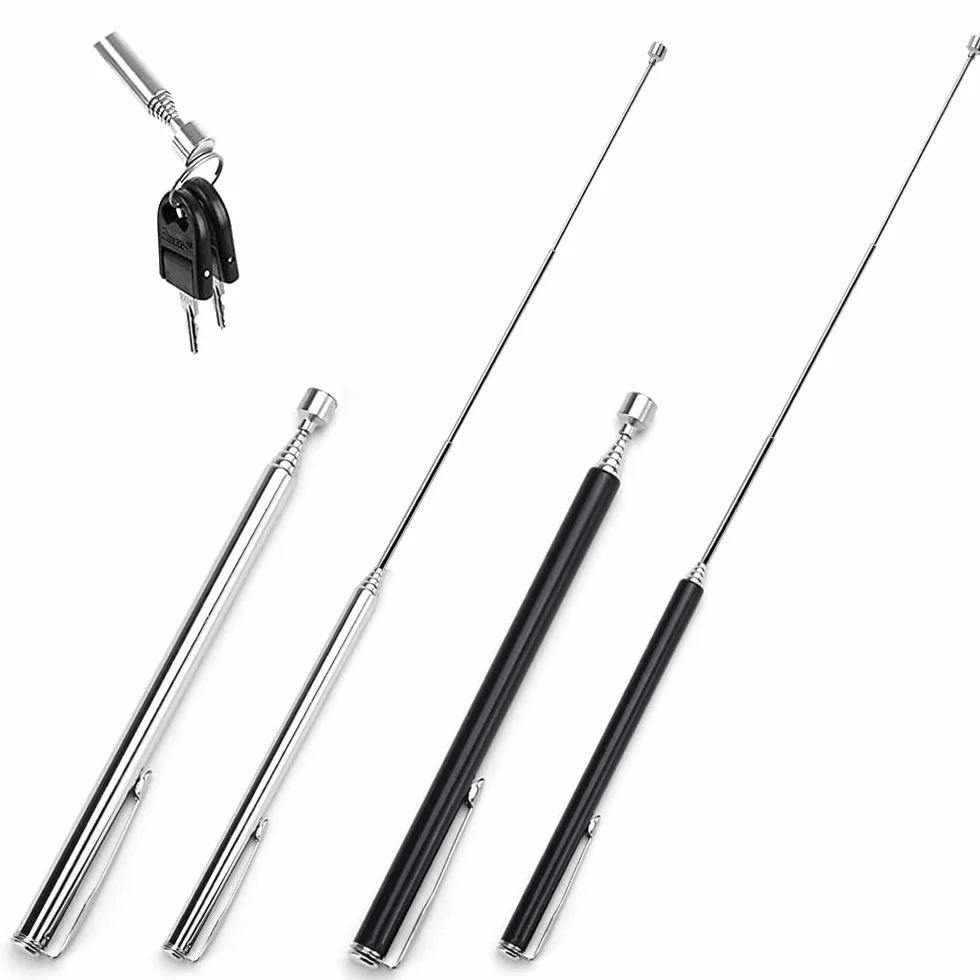 4 Pezzi Asta Telescopica Portatile e Magnetica Lunghezze Regolabili da 12,5 a 65 cm Strumento di Raccolta Magnetico Estensibile in Acciaio inox per Anziani Donne Incinte (Nero e Argento)