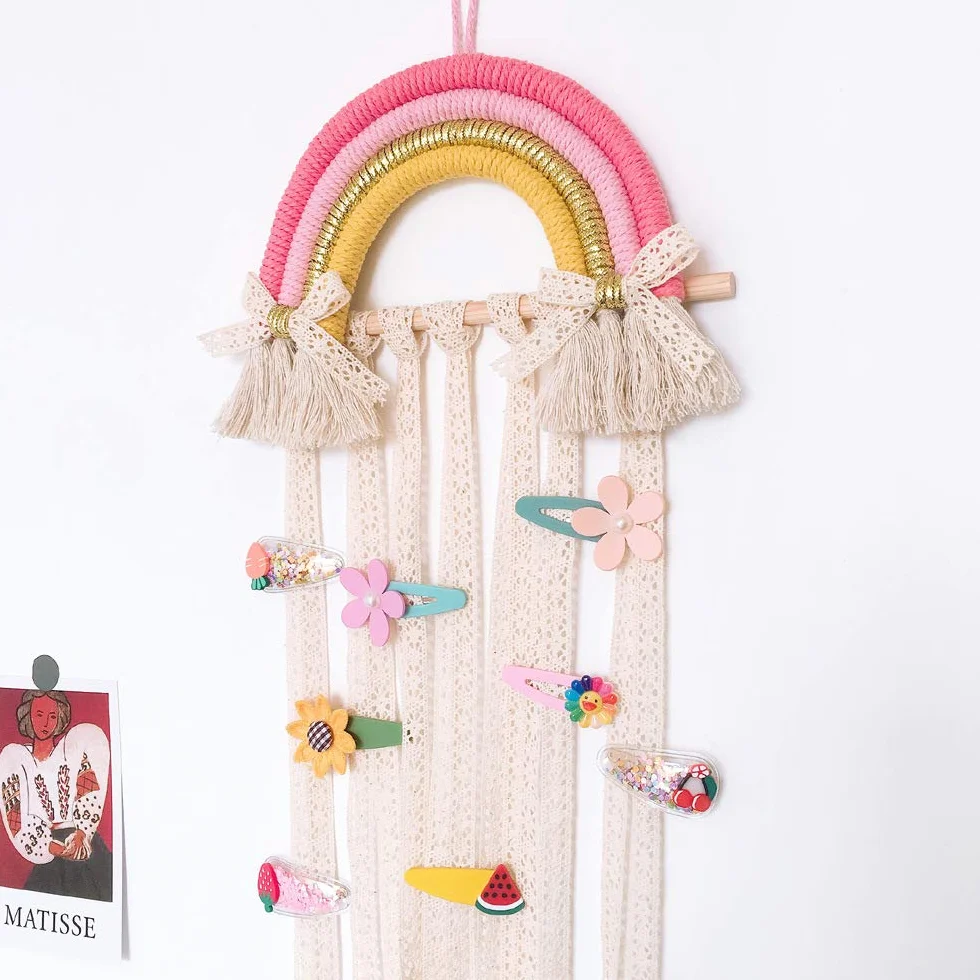 Organizzatore di arco per Capelli Decorazione Arcobaleno Parete Clip Appendiabiti Casa (Rosa)