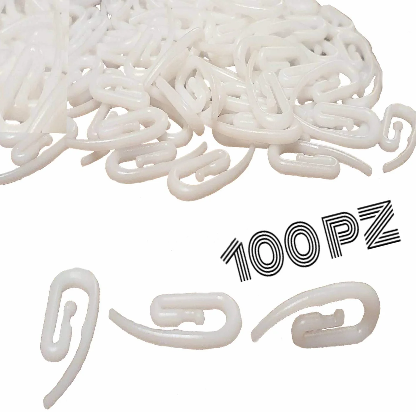 Ganci per tenda rinforzati a proboscide 100 pezzi bianchi plastica BricoShopping
