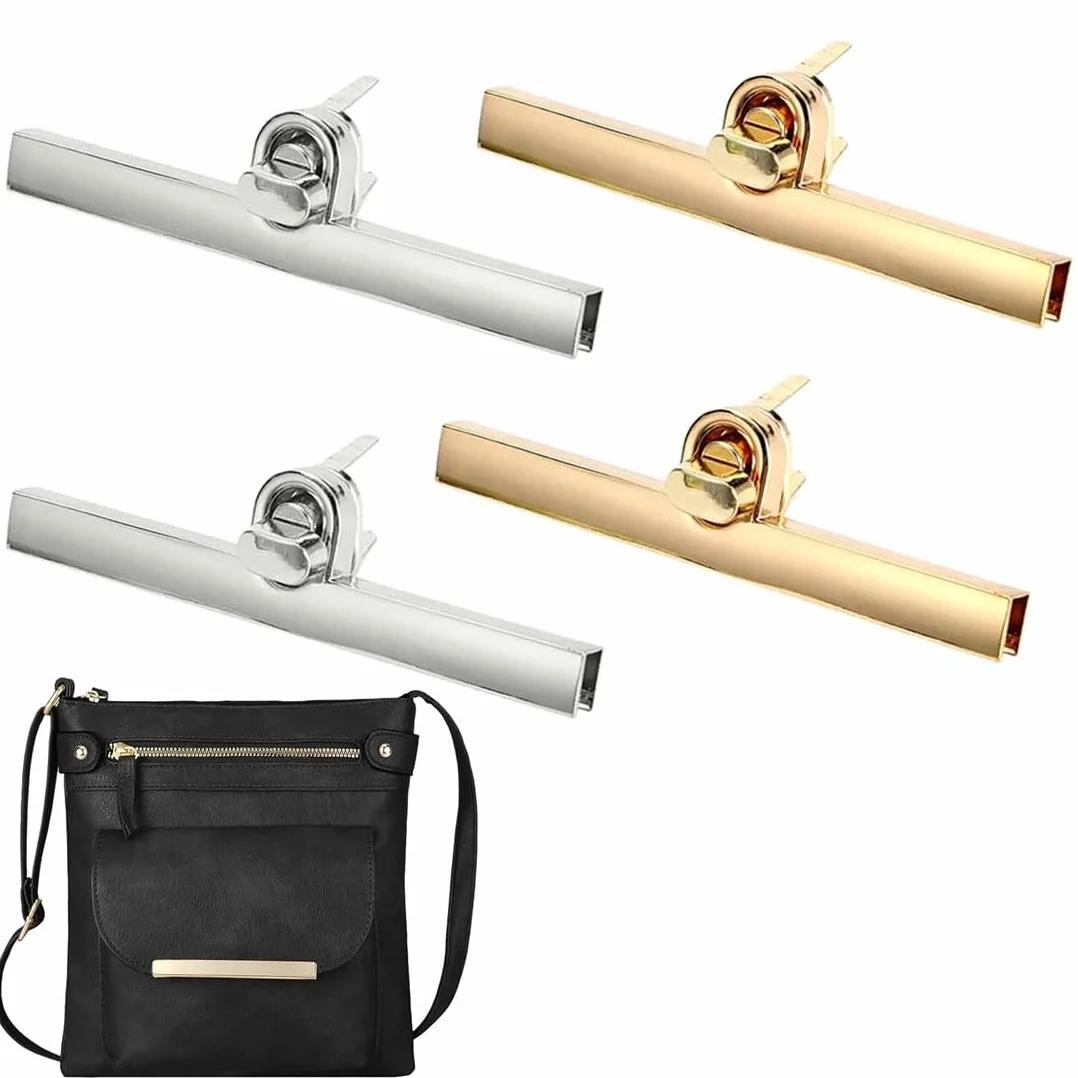 YUZNA 4 Pezzi Chiusure per Borse in Metallo, Uncinetto Serratura Borsa, Fai da Te, Rotante Serrature Adatto per Portafoglio, Borse in Pelle, Uncinetto (Oro Chiaro/Argento)