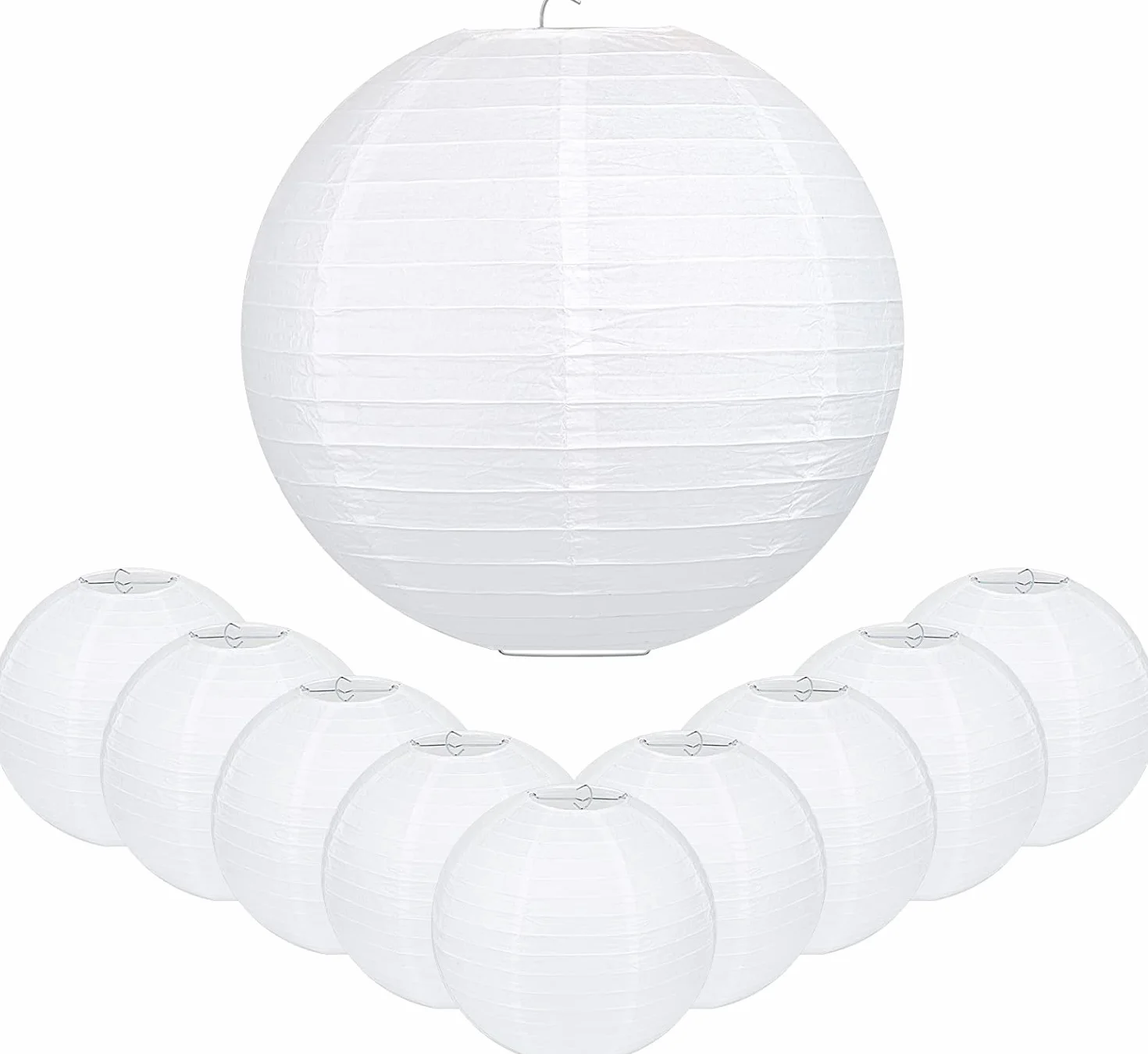 MIVIDE Lanterne di Carta Bianche 25 cm/10'' - 20 Pezzi Piccole da Appendere - Decorative per Matrimoni, Compleanni, Feste ed Eventi