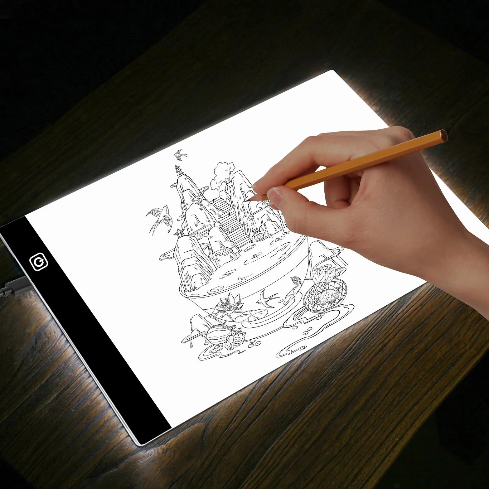 Tavoletta Luminosa, Tavola Luminosa Led, Light Box A5 LED Light Pad di Disegno, con Luminosità Regolabile, per Animazione, Disegno, Schizzi, Progettazione