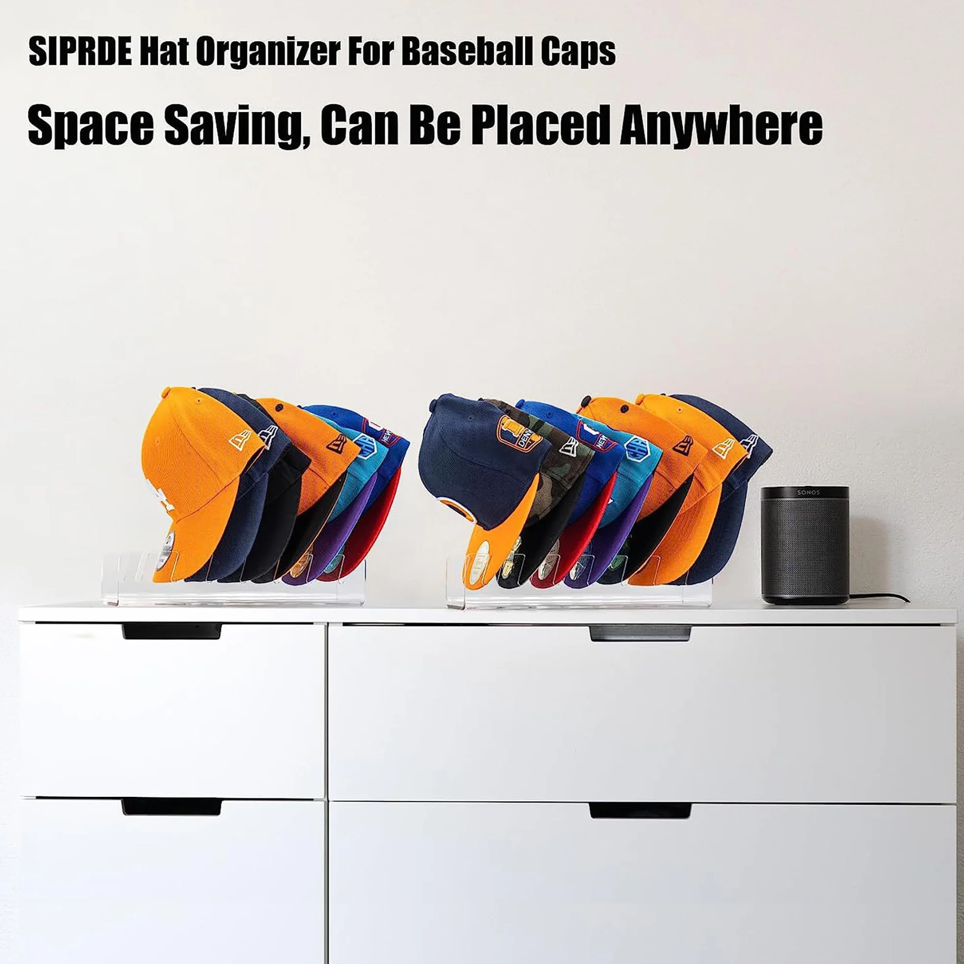 Supporto per Cappelli da Baseball - Organizzatore per 7 Cappelli - Non Installare - per Camera da Letto