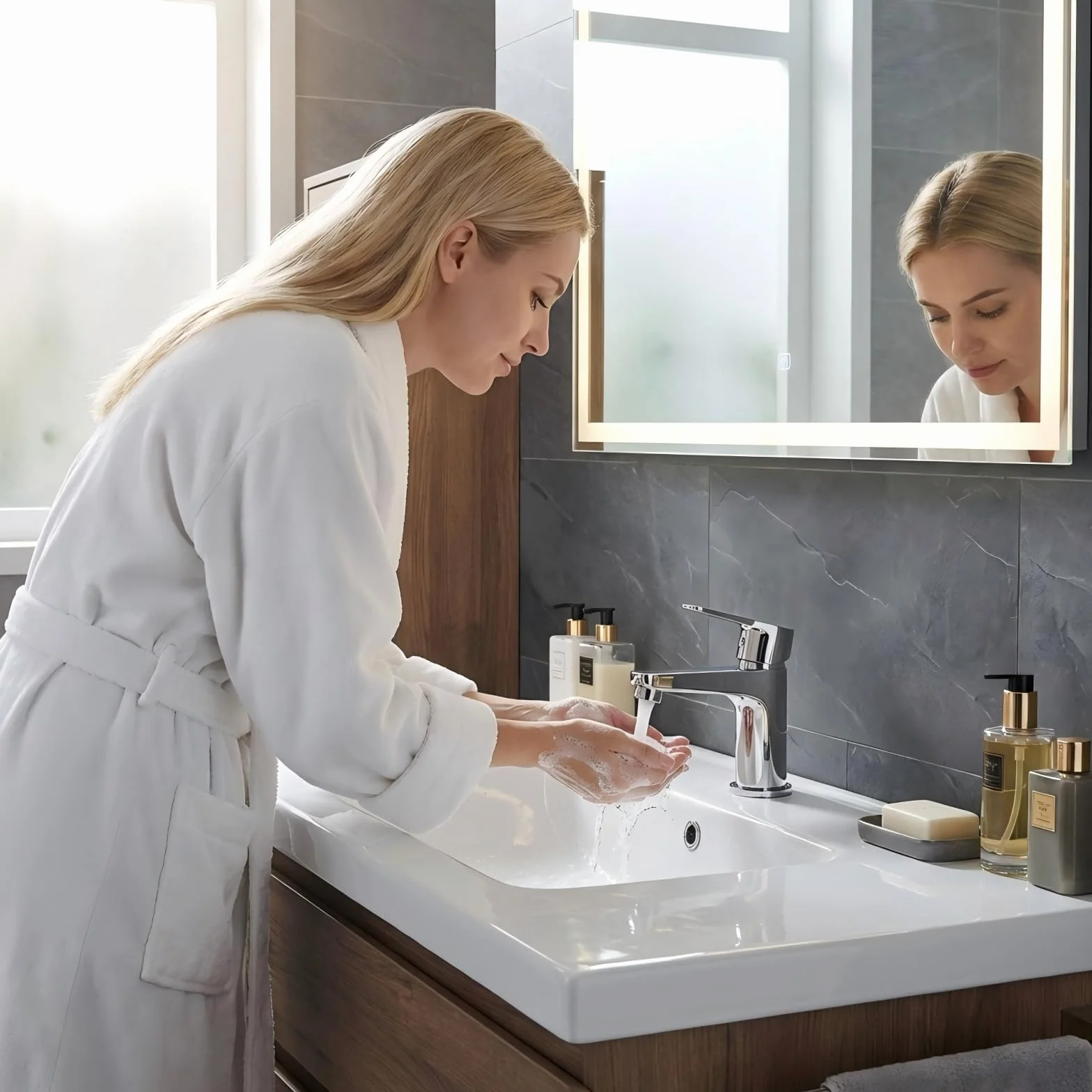 Ibergrif Rubinetto Monocomando per Lavabo da Bagno, Design Compatto e Moderno, Miscelatore a Risparmio Idrico in Ottone Cromato, Facile Installazione, Modello M11057