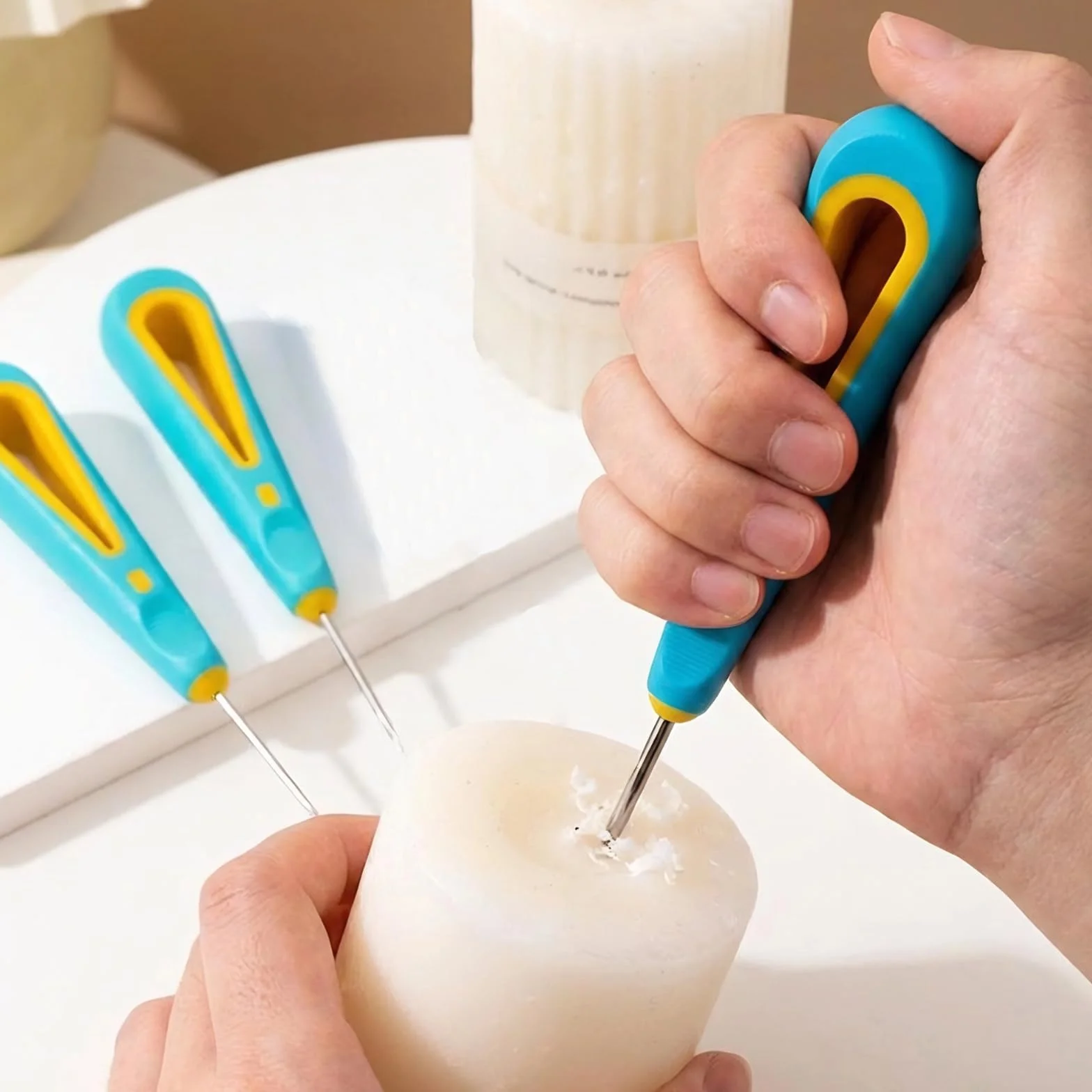 3 stampi in silicone per punzonatura, per corda, per cucito, per punzonatura, per stoppino, per trapano a mano, per candele, accessori fai da te, strumenti per la produzione di candele