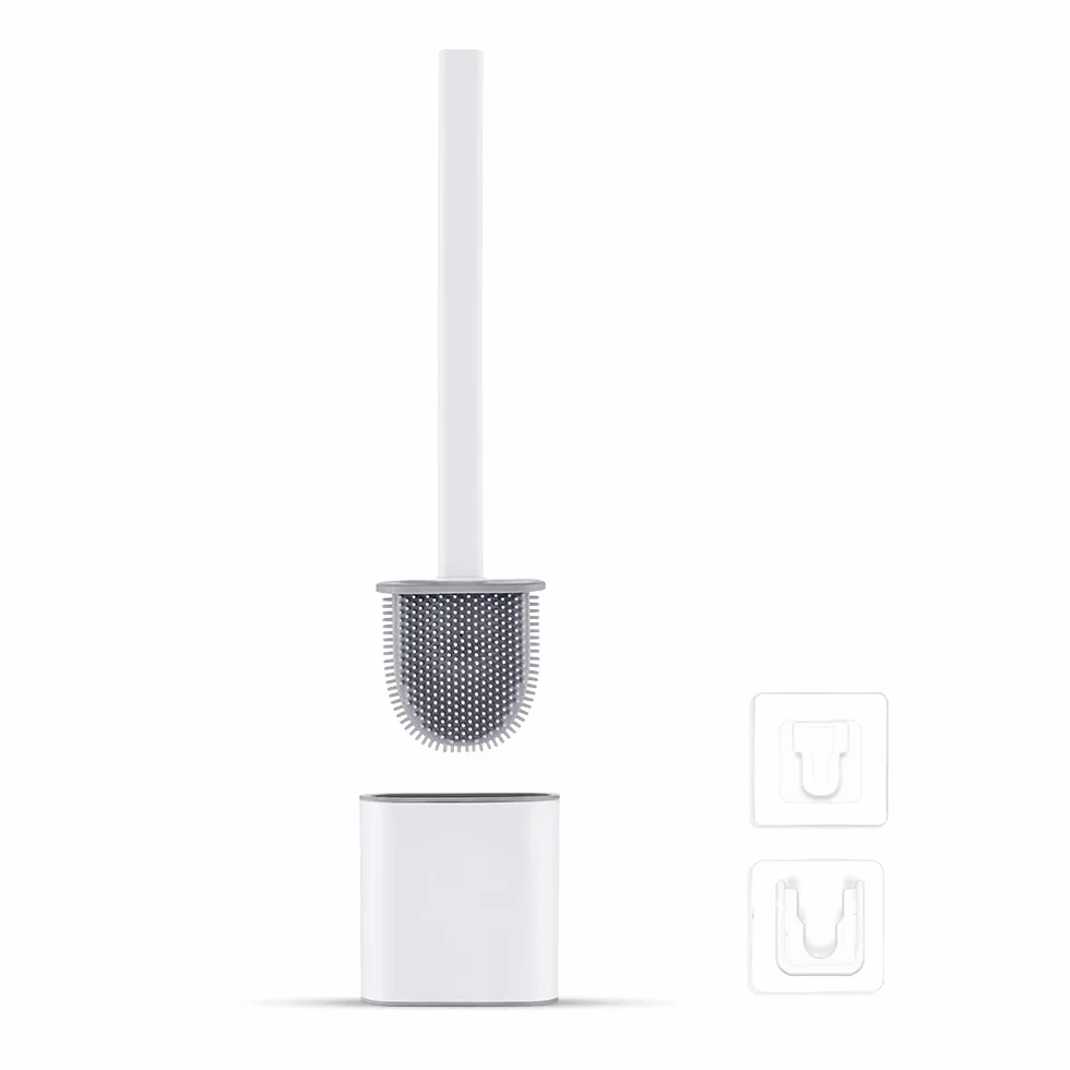 Ibergrif M34151-3 Scopino e Supporto per Toilette Spazzola WC Bagno Silicone Bianca