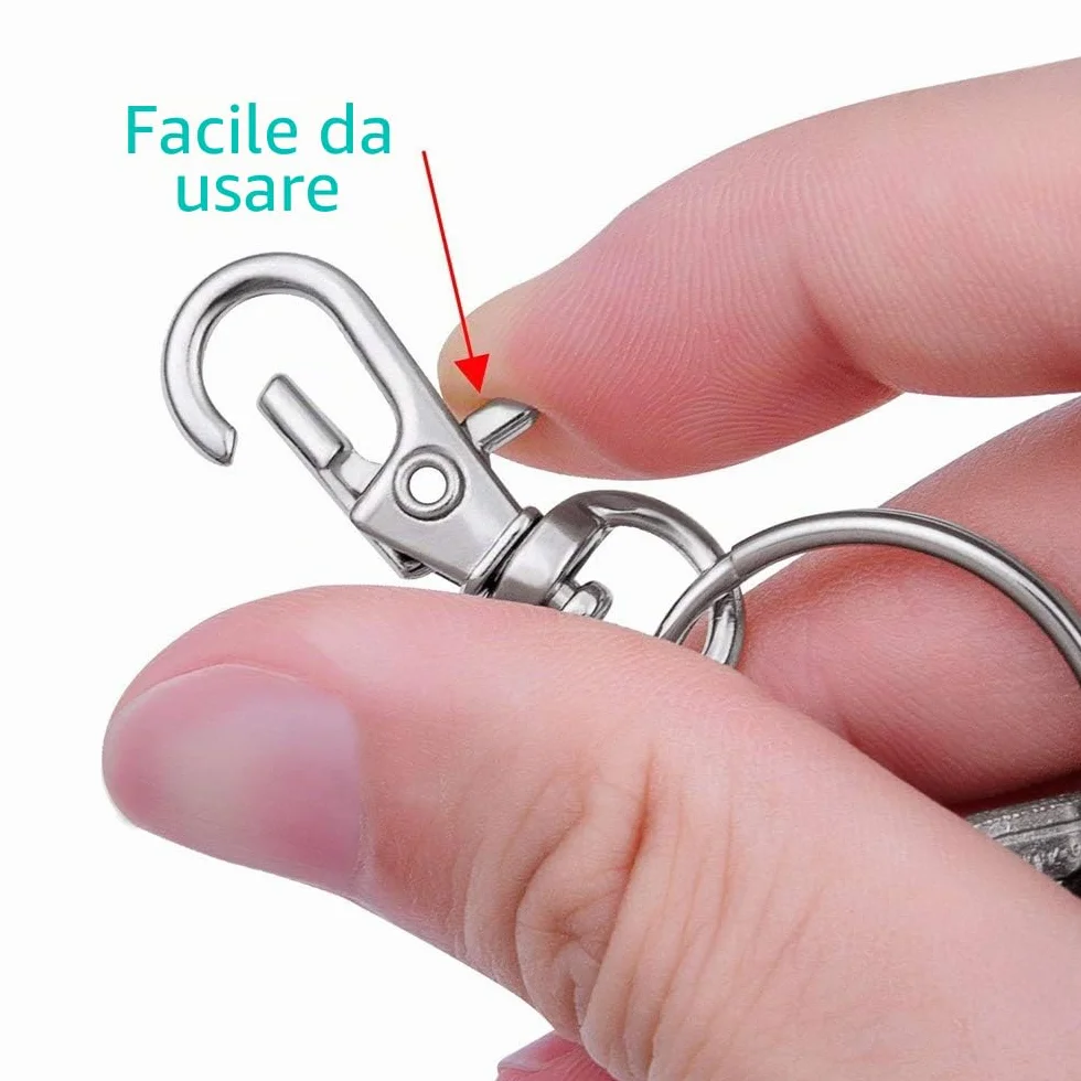Girevole Cordino Snap Hook Con Portachiavi, Ganci in Metallo 100PCS