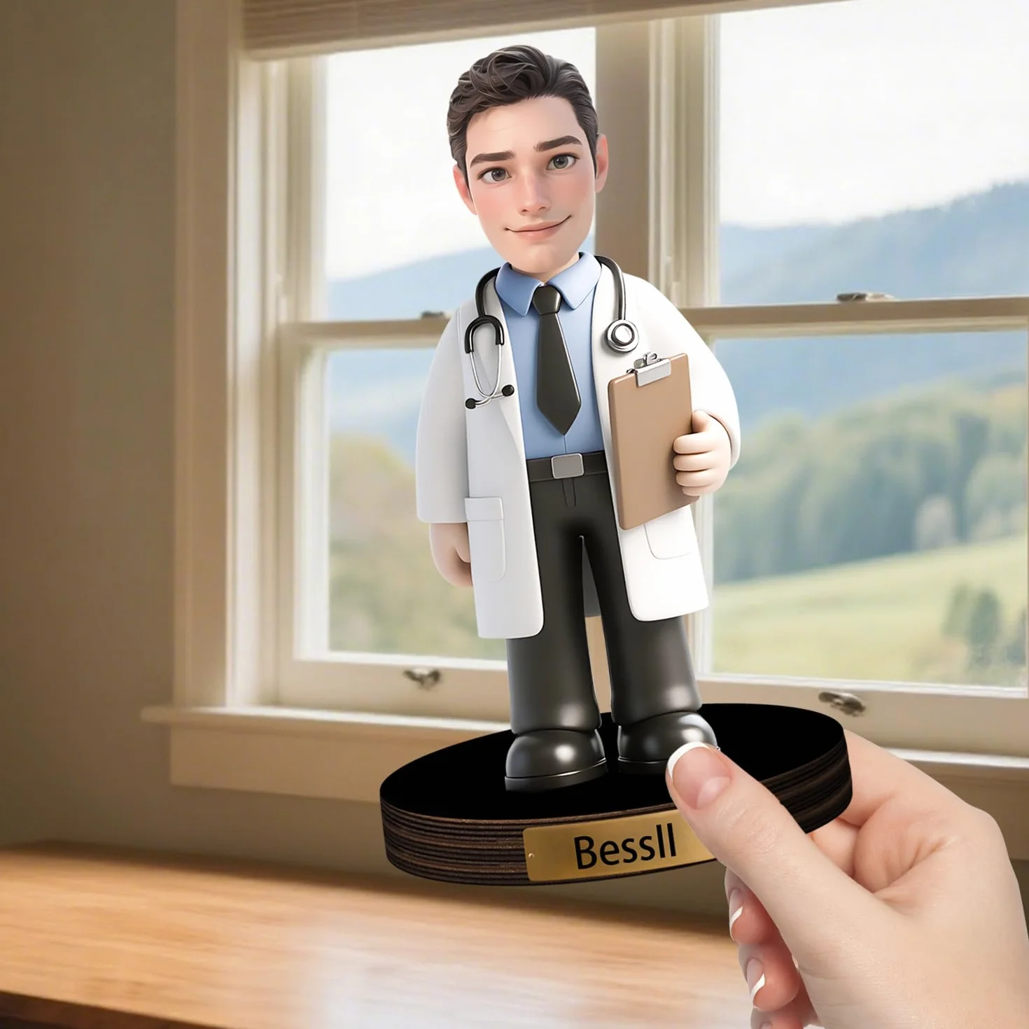 Personalizzato Medico Figurine Caricatura Ritratto Scrivania Nome Piatto Chirurgo Scrubs Scultura Ornamento Placca Acrilica Dottore Regalo Ufficio Tavolo