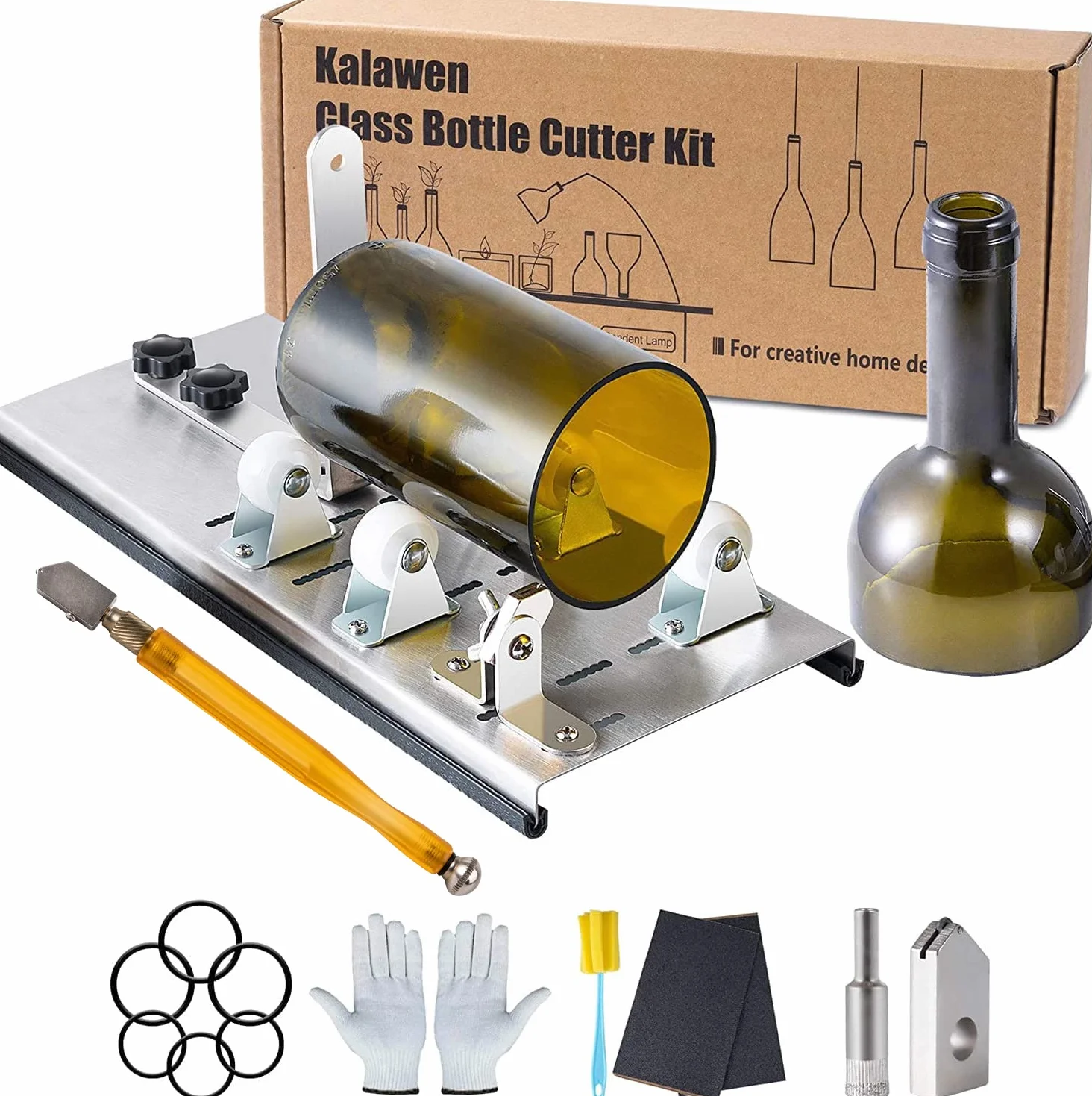 Tagliavetro Bottiglie Professionale, Taglierina per Bottiglia di Vetro di Vino Birra, Diamante Taglierino Vetro Bottiglia Acciaio inossidabile Strezzo DIY Cutter Fai da Te DIY