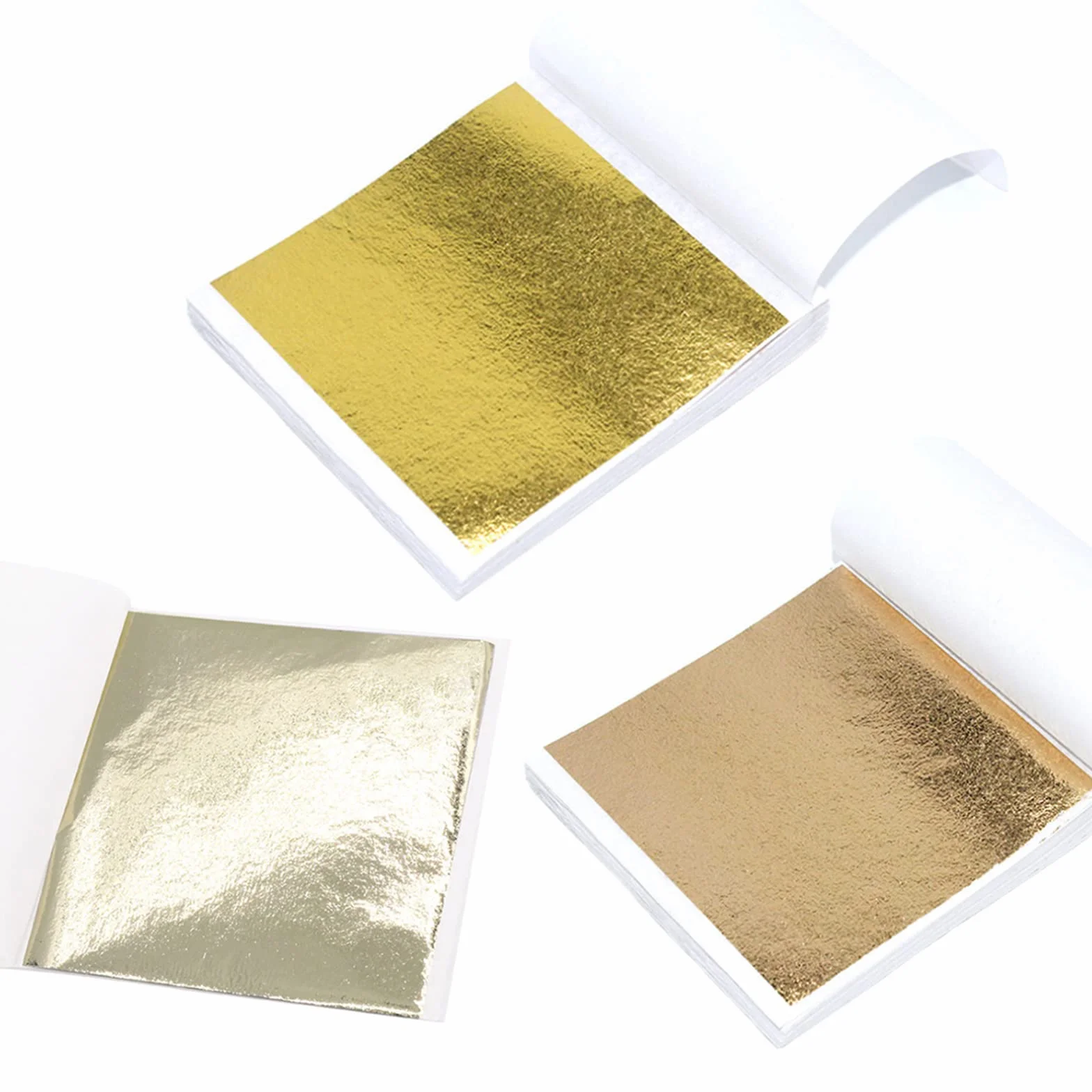 Foglia Oro 300 Fogli Foglia Oro Lmitazione Fogli Oro Decorazione 9x9cm Foglie oro Foglia Argento Fogli Foglia Oro per Doratura Artigianale Fai da Te Unghie Quadri Decoupage Foglia D'oro (3 colori)