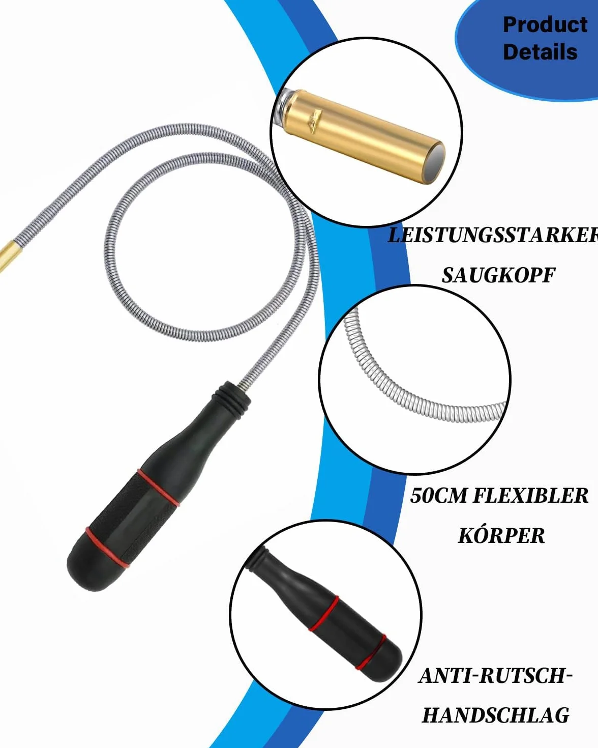 Sollevatore Magnetico Flessibile,Strumento di Raccolta Magnetico,Calamita Telescopica Sollevatore,Bacchetta Magnetica Flessibile per Pickup