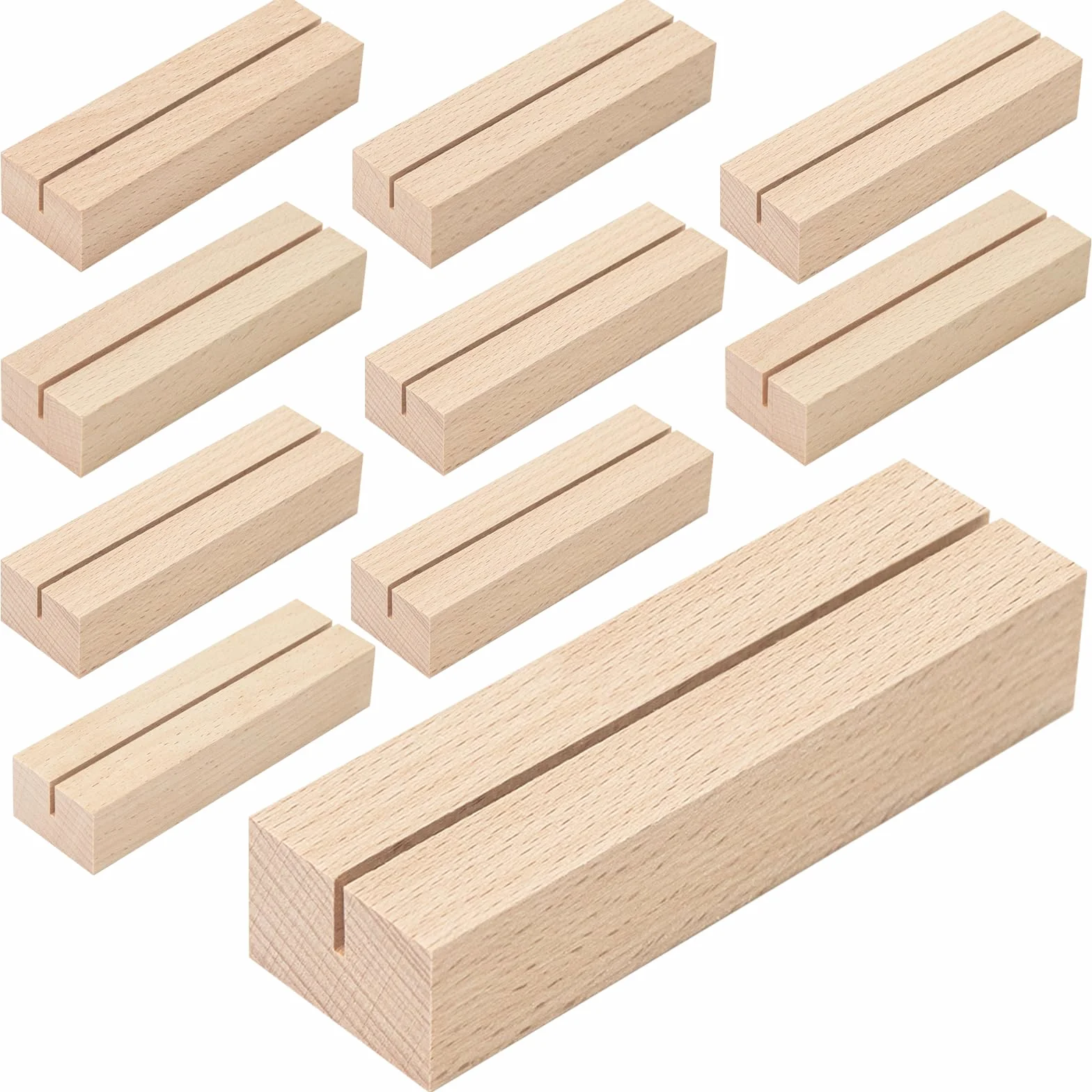 WISYOK Porta Della Carta in Legno, 10 Pezzi di Supporto per Tavolo, Supporto per Cartolina, Supporto in Legno, Supporto per Card di Menu, Supporto per Foto per Matrimoni (10 x 3 x 2cm)