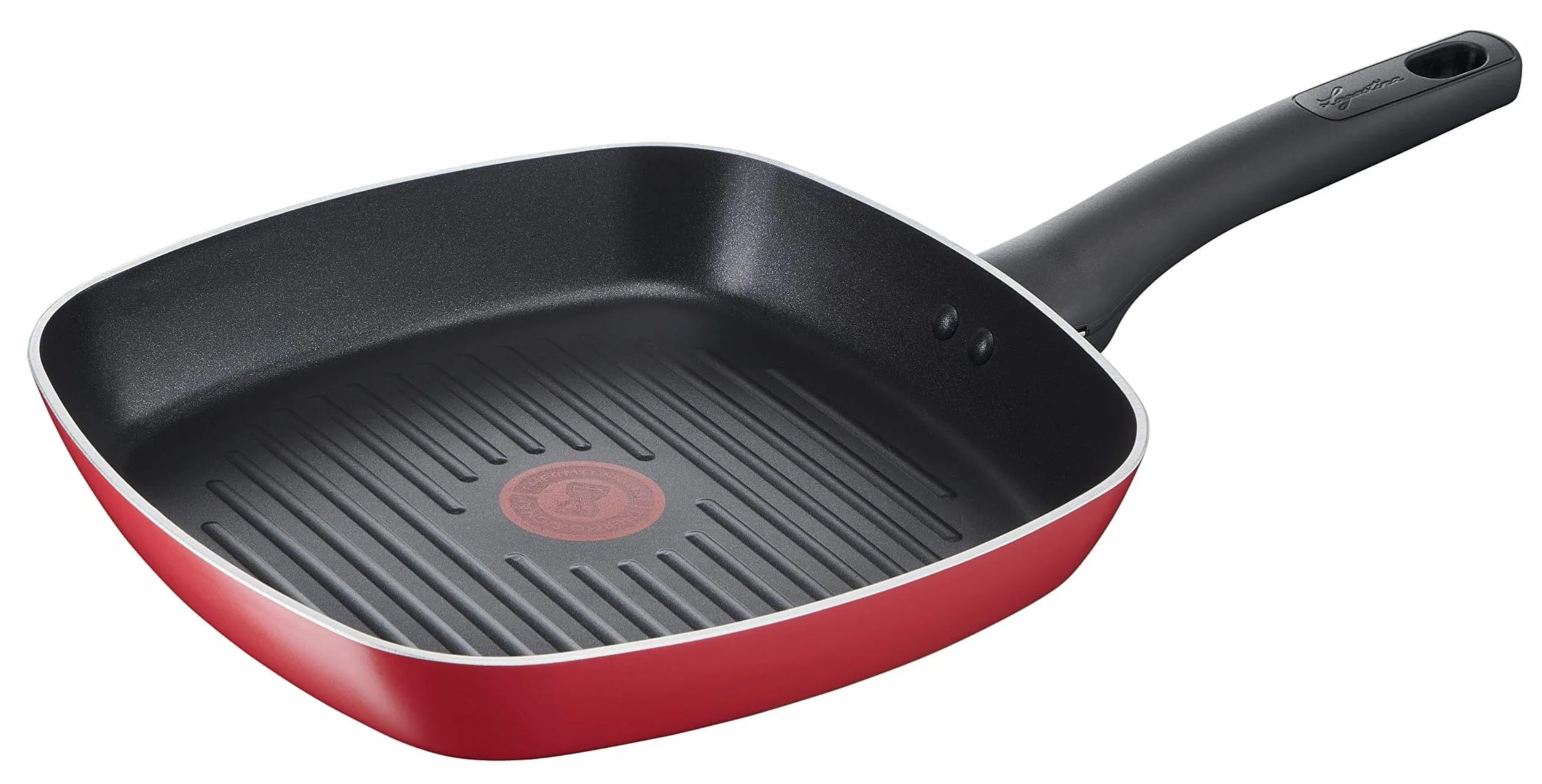 Lagostina Grill Antiaderente in Alluminio 26x26 cm, Induzione, Gas e Forno, con Indicatore Cottura Thermo-Signal, Rivestimento Titanium Easy, Manico Ergonomico in Bakelite