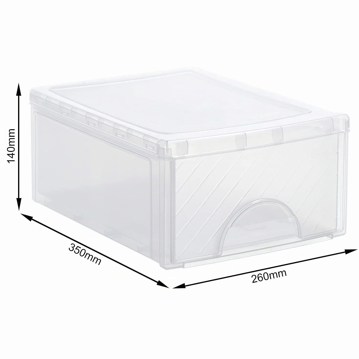 Rotho Scatola frontale piccola cassettiera 1 spinta plastica PP senza BPA trasparente 35x26x14 cm