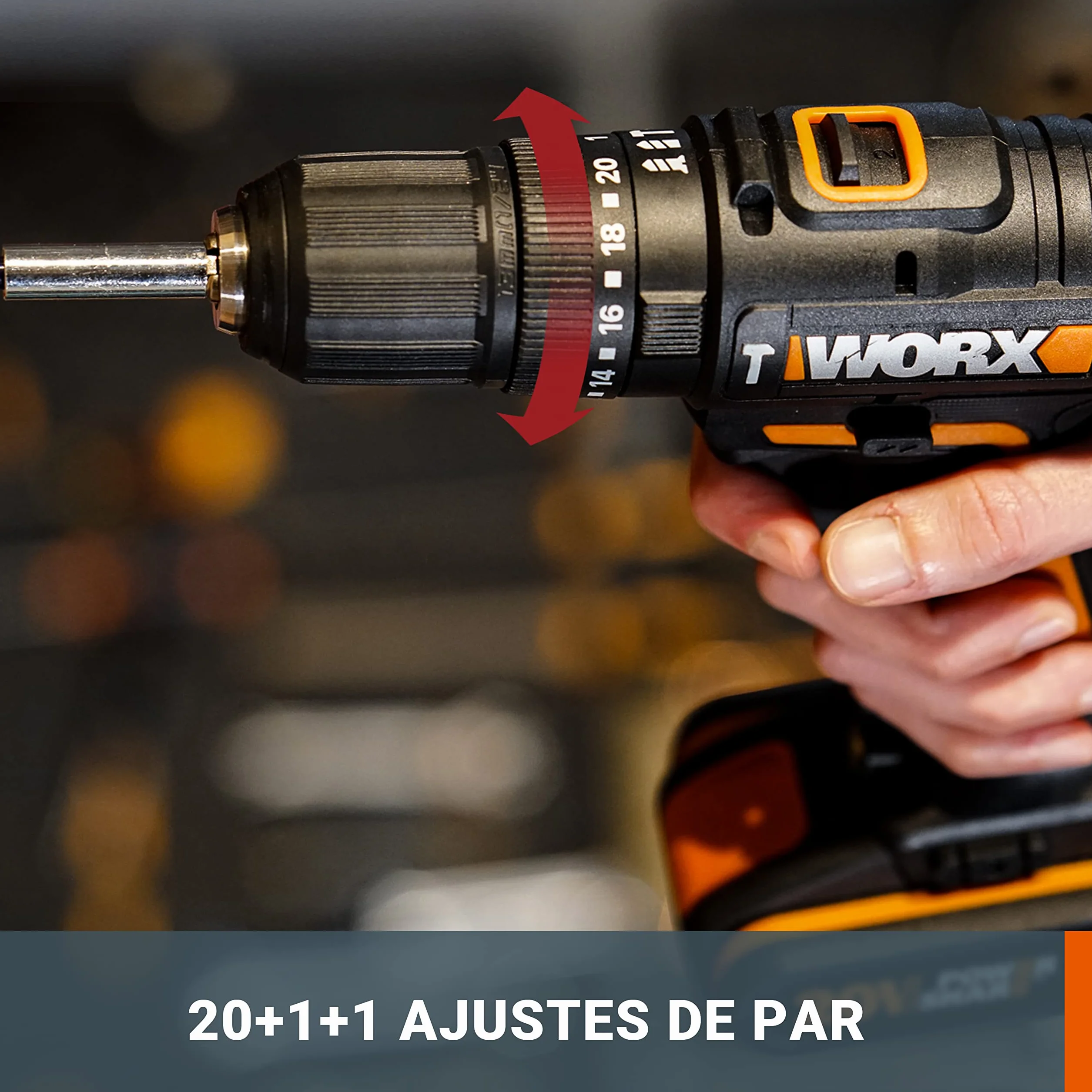 WORX Trapano a percussione senza fili 20 V WX370.2, 3 in 1, coppia massima di 50 Nm, mandrino 13 mm (multimateriale, 2 velocità, leggero ed ergonomico, con 1 batteria, caricabatterie, set di 51