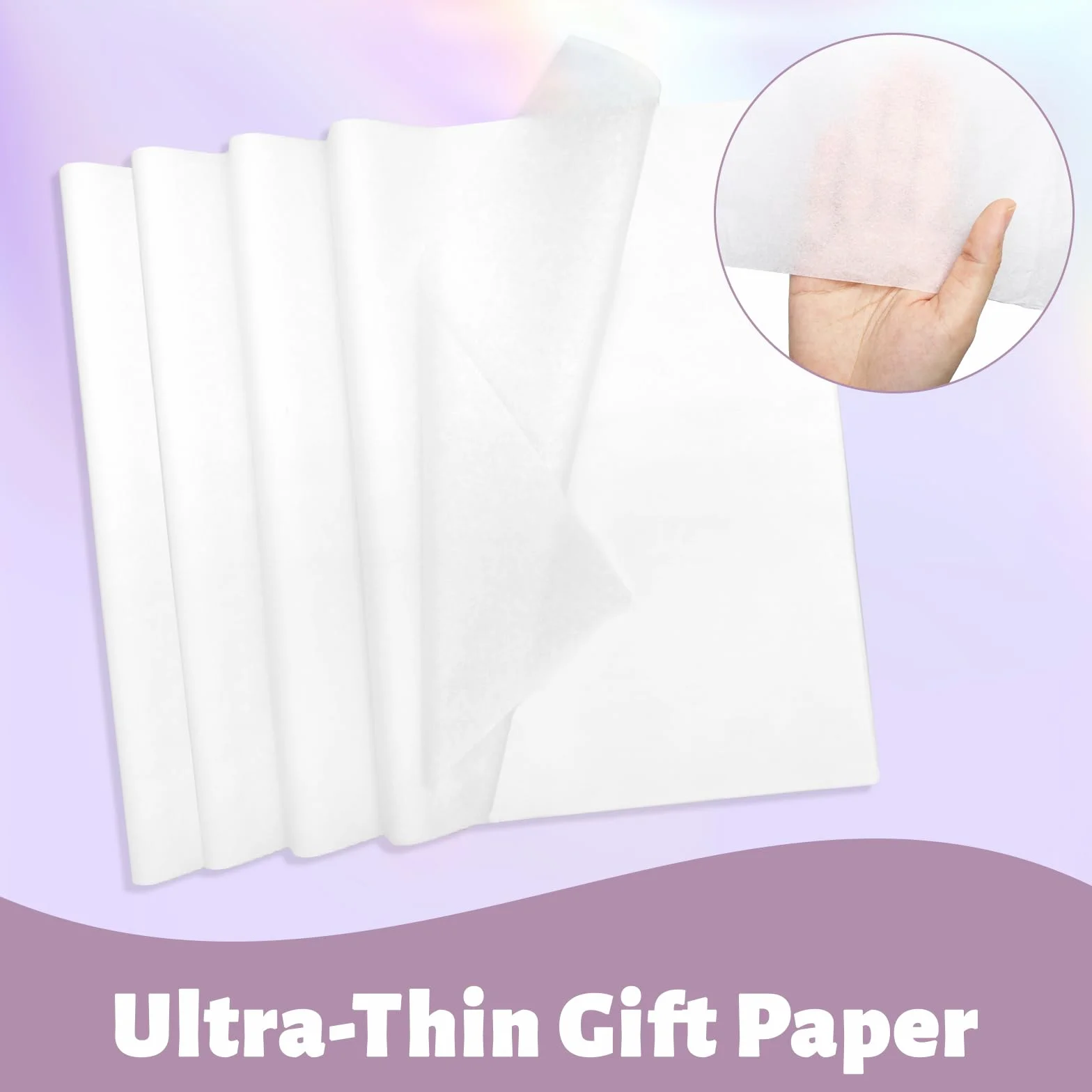 Carta Velina Bianco 100 Fogli 50x70 cm per Imballaggio Regali