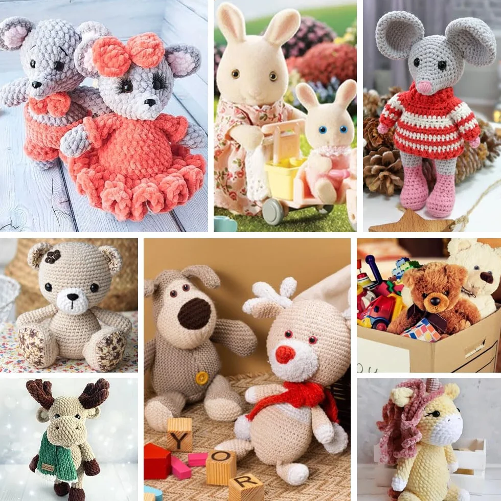 915 pz Occhi e Naso Di Sicurezza per Amigurumi,Safety Eyes,Occhi Pupazzi,Occhi Bambole Artigianali,Occhietti per Pupazzi Uncinetto,Occhi Colorati Amigurumi con Rondelle,Occhi Peluche Crochet