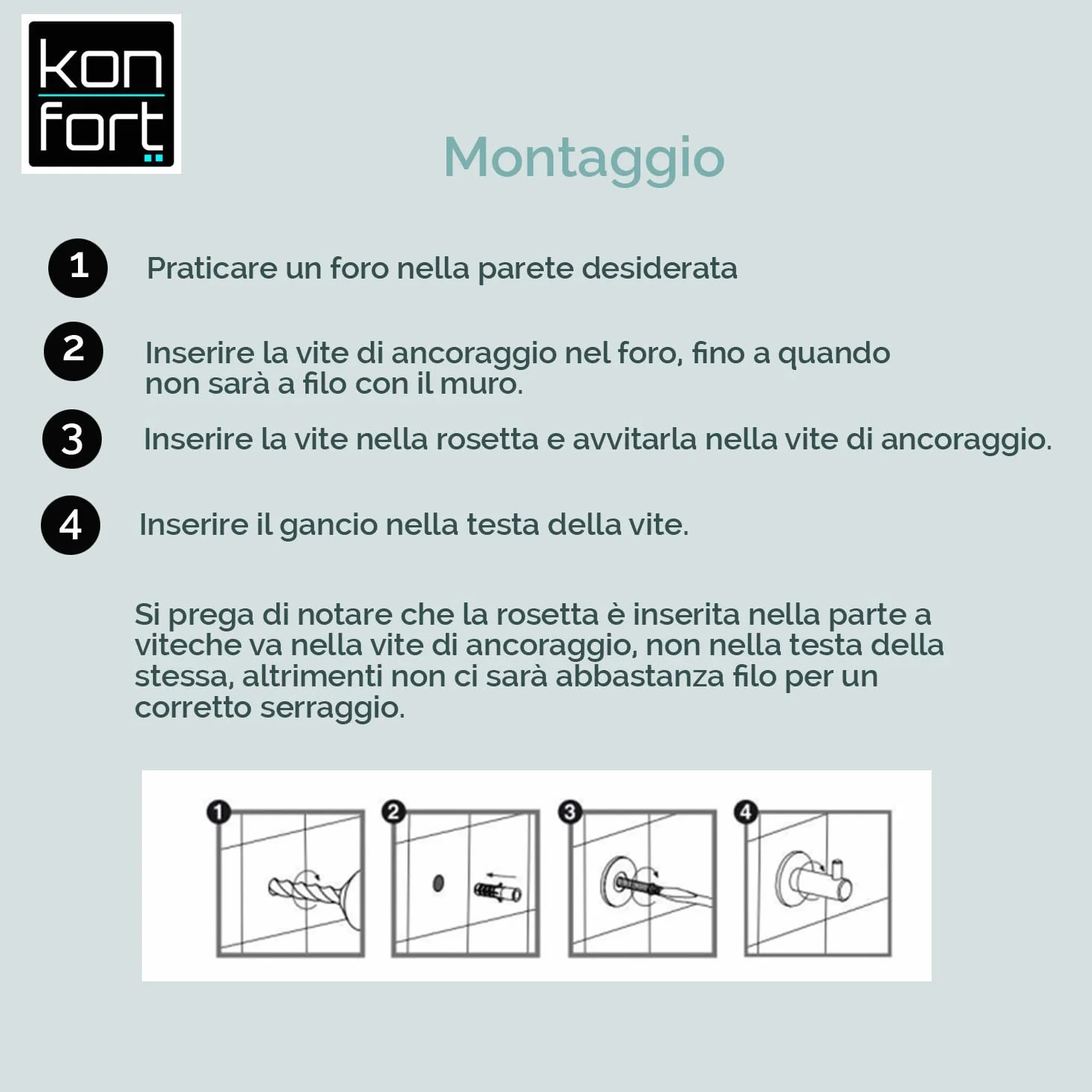 Accappatoio Bagno Acciaio Inox AISI 304 Set 2 Ganci Acciaio Spazzolato Opaco