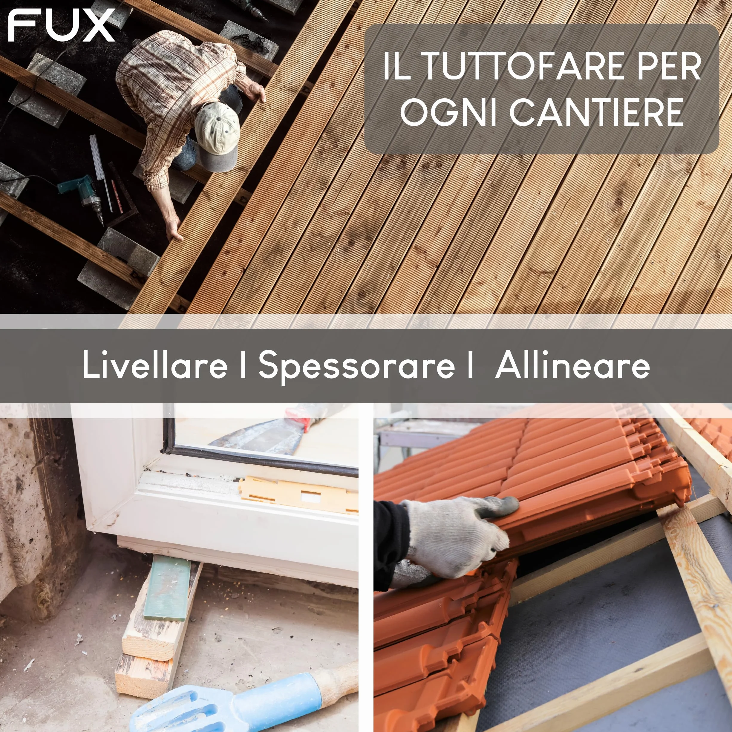 FUX 600 Spessori in Plastica per Mobili - Distanziatori 100x24x1-6mm per Vetri e Piastrelle, Cunei per Parquet - Polipropilene (PP) Resistente - Made in Germany