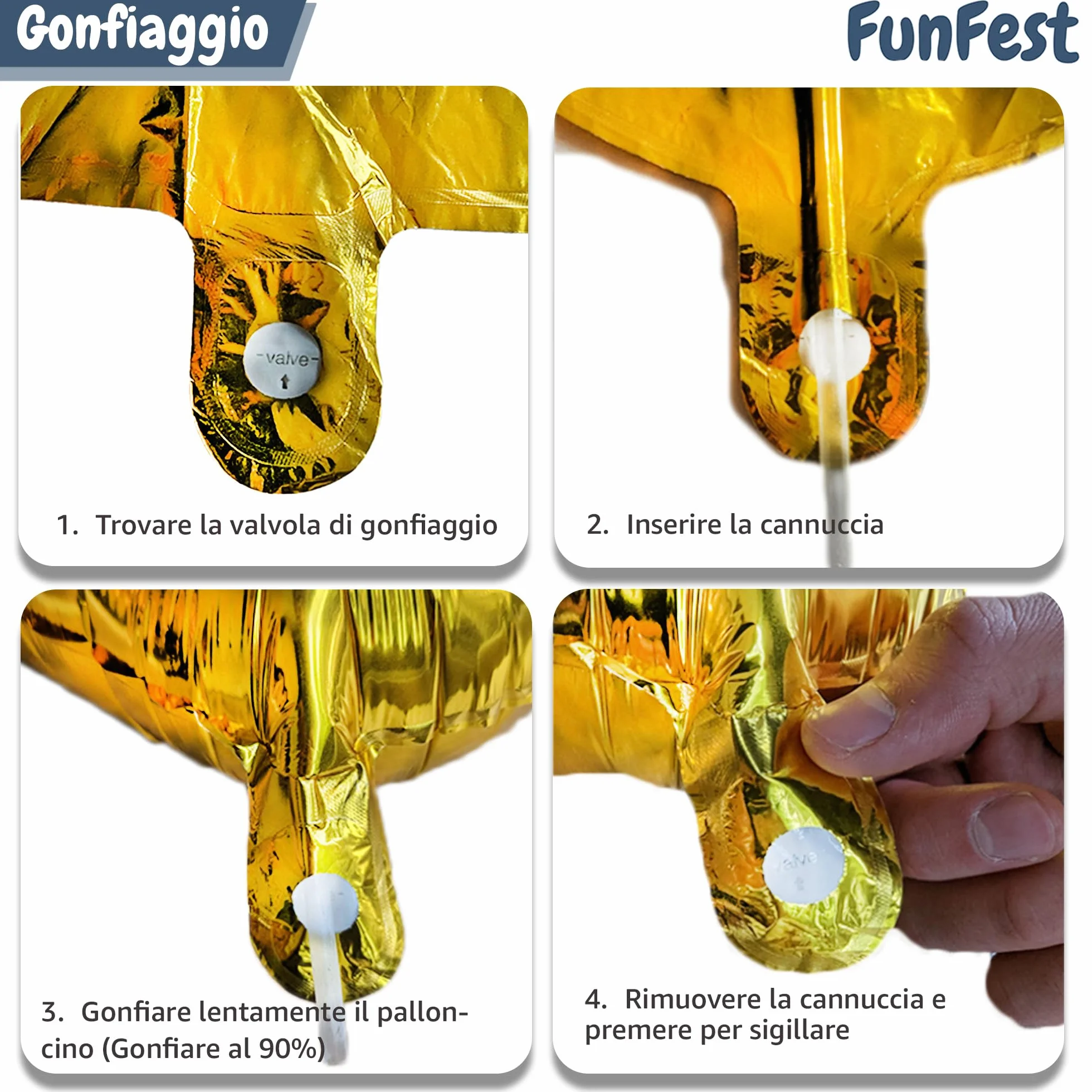 FUNFEST Palloncini 50° Compleanno Oro 100cm