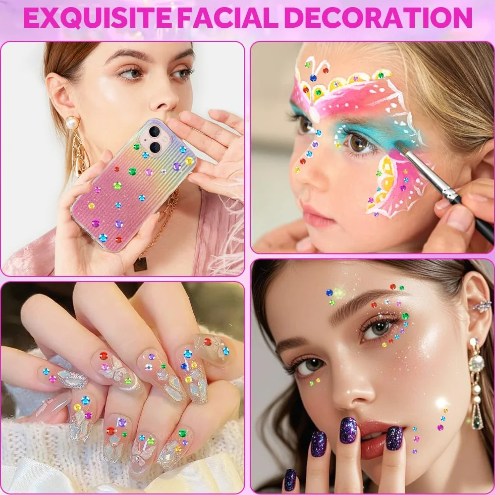 Vicloon 12 Fogli Adesivi Strass Colorati Cristallo Foglio Brillantini per Bambini Fai da Te
