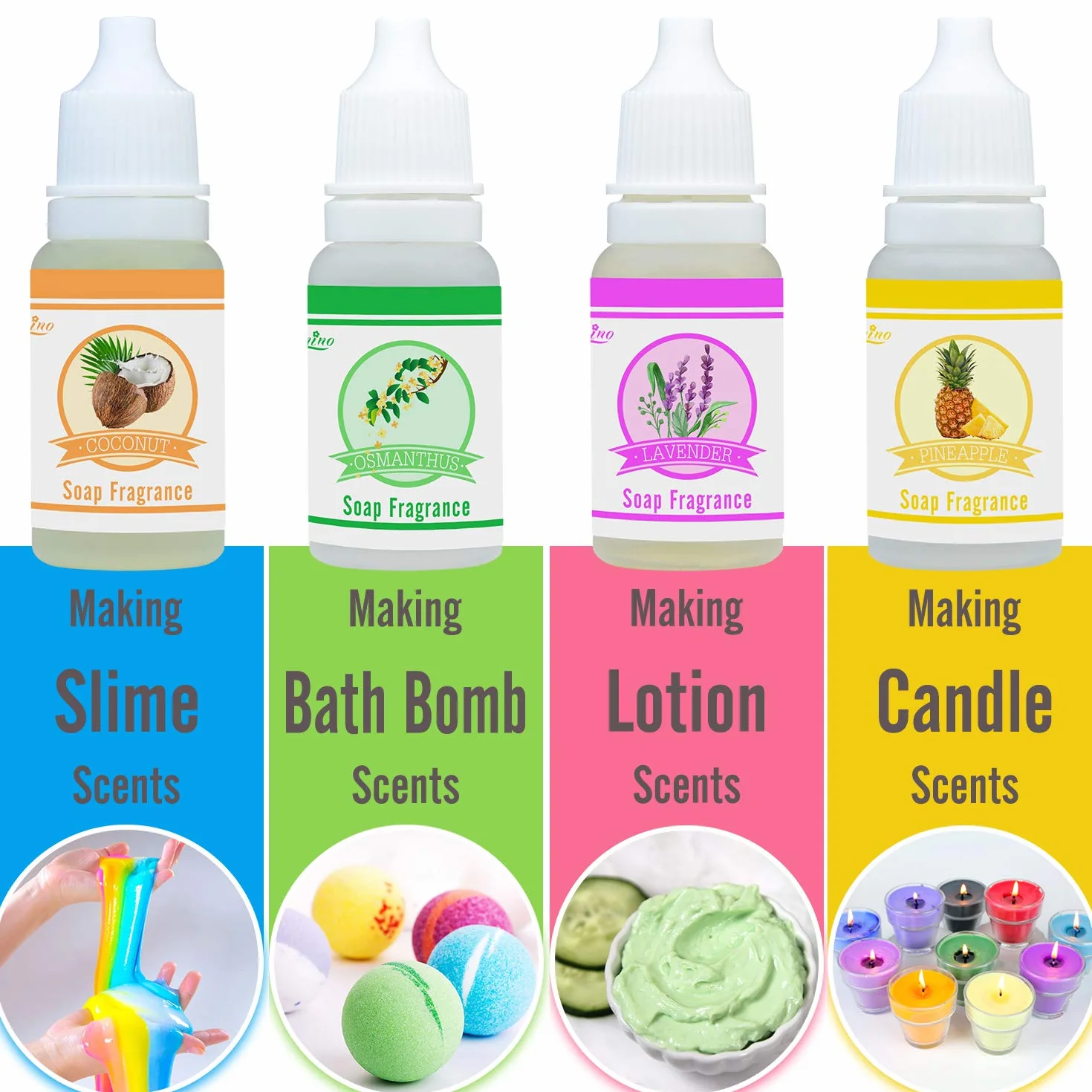 Oli Profumato al Sapone - 14 Profumati di Sapone per Bomba da Bagno, Produzione di Soap DIY - Profumi Concentrati di Grado Alimentare per Fragrance, Cosmetici, Oli Essenziali - 10ml Ciascuno