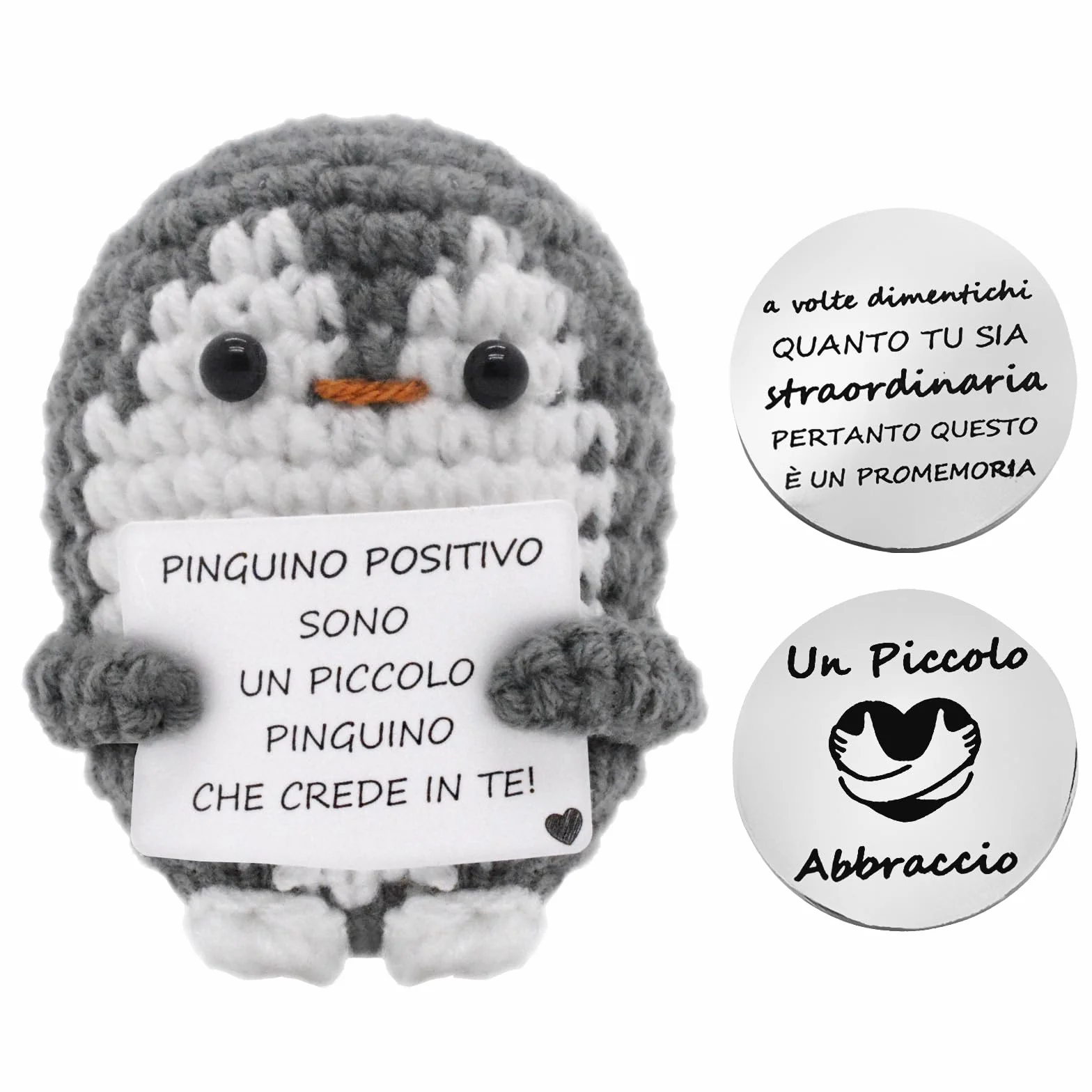 Pinguino Positivo Italiano Mini Divertente Idea Regalo Lavorata a Maglia