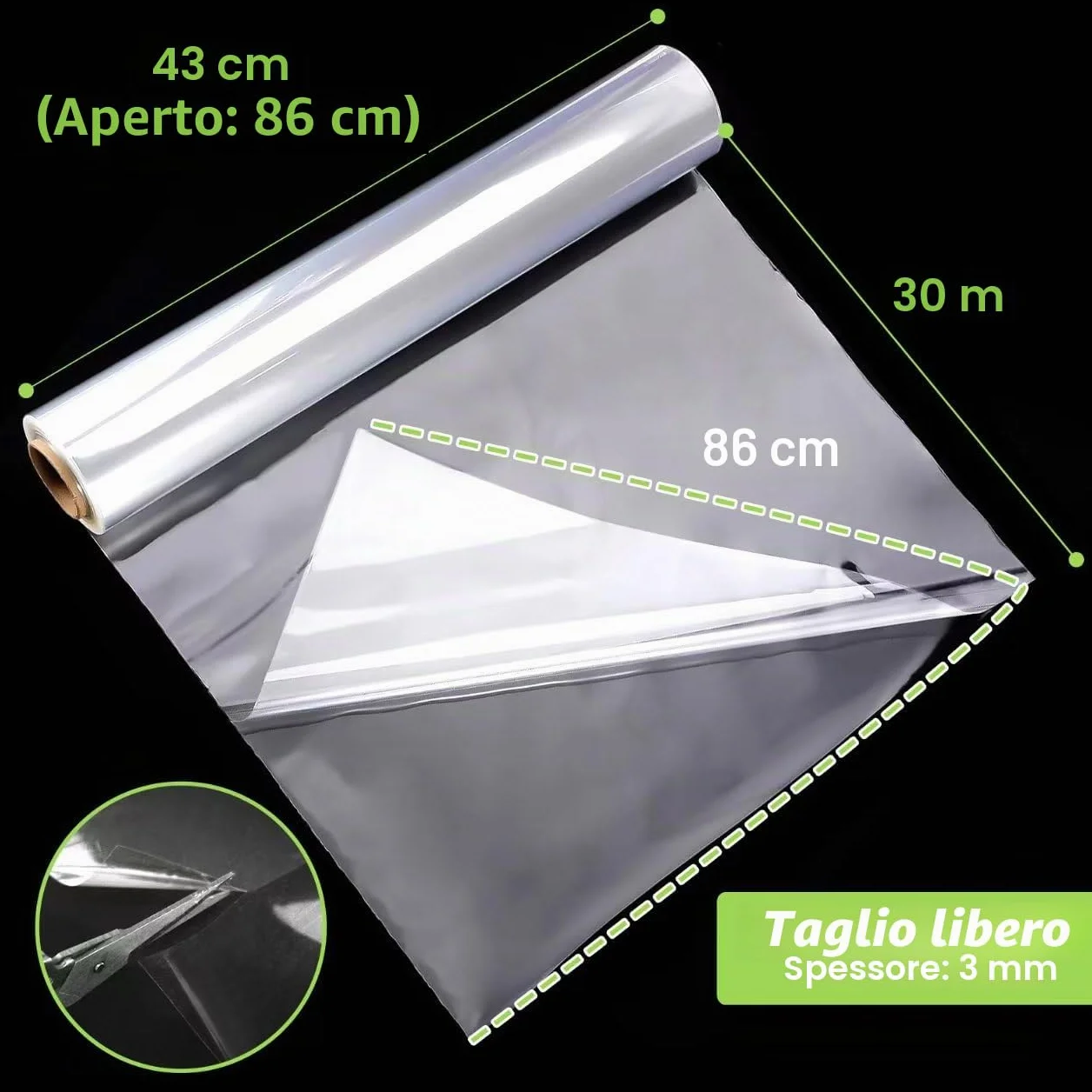 GIBOHOM 86 CM x 30 M Papier Transparent Emballage, 3 Mil Cellophane Emballage Transparent Papier Emballage Fleuriste, Papier Cadeau pour Fleurs, Artisanat, Bonbons, Paniers Cadeaux(86CM plié à 43CM)