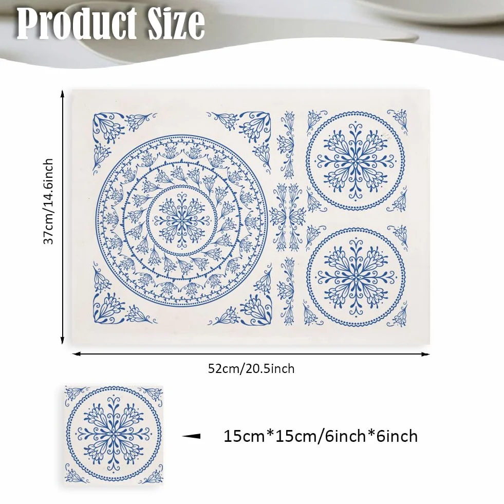 SUPERDANT 5 pz. Adesivi per Trasferimento di Fiori Sotto Smalto con Motivo Floreale per Ceramica Decalcomanie In Ceramica Carta per Sotto Smalto Blu 52x37cm