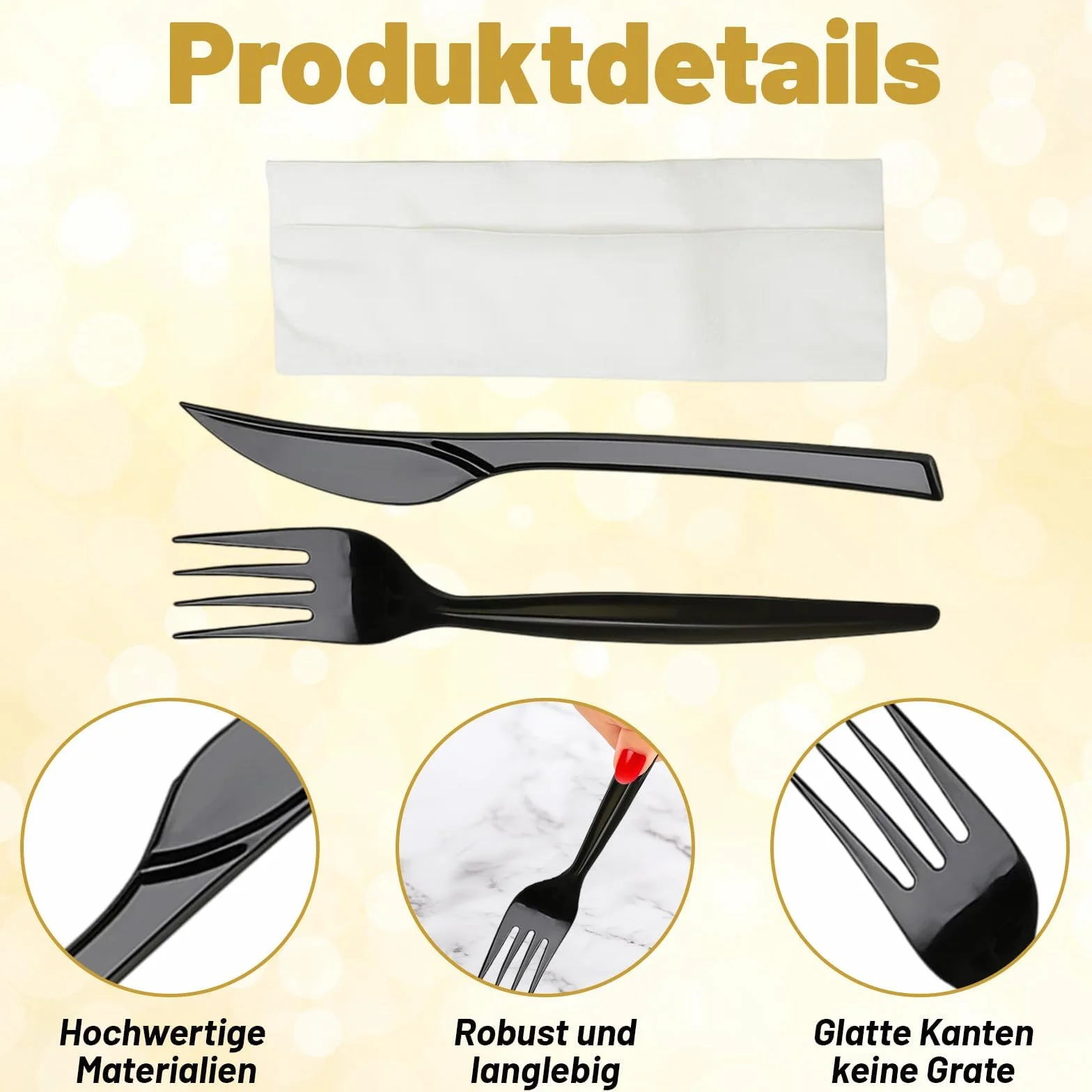 Set di posate in plastica 90 pezzi forchette coltelli tovaglioli di carta per feste